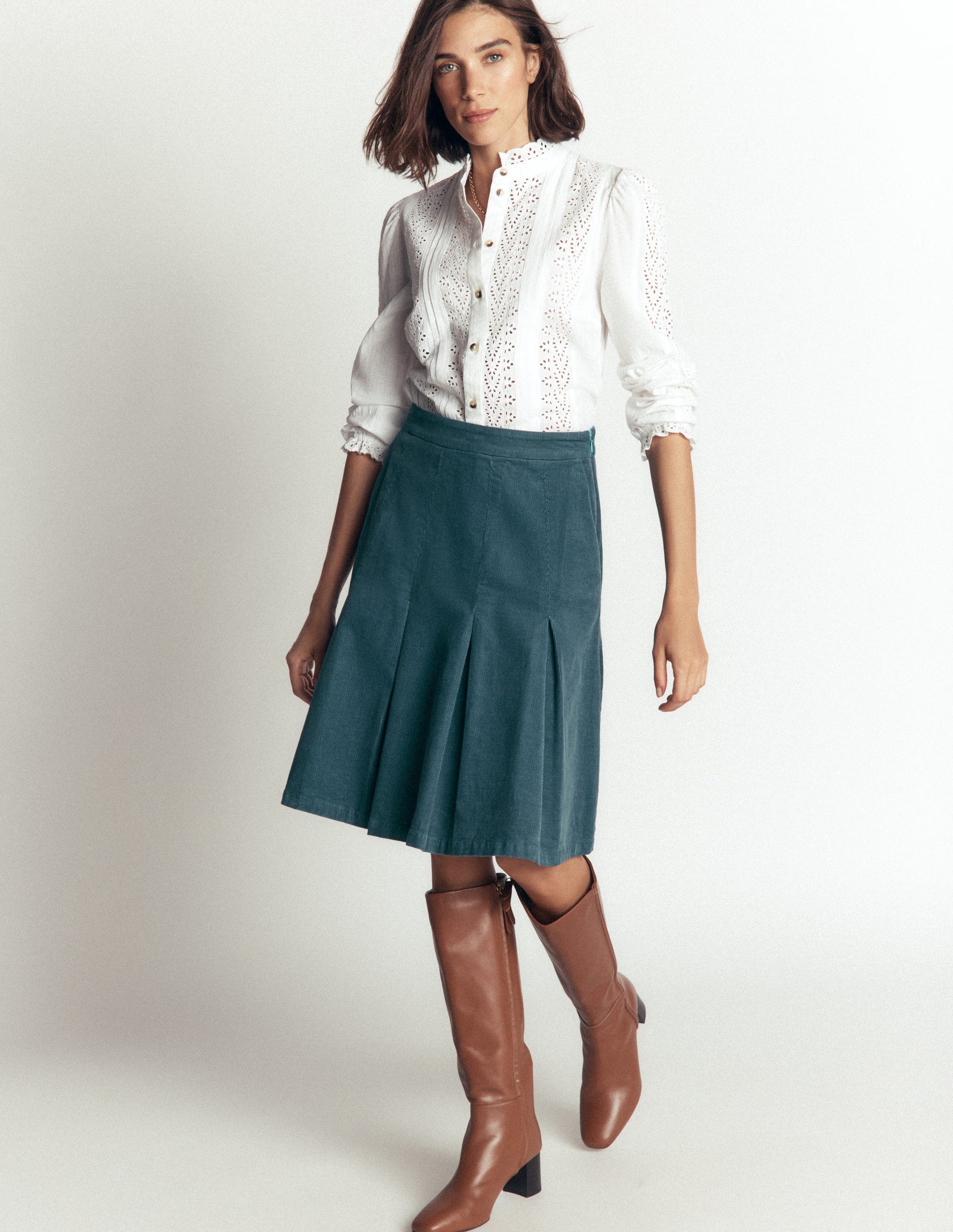 Flippy Cord Skirt-Storm Blue-1