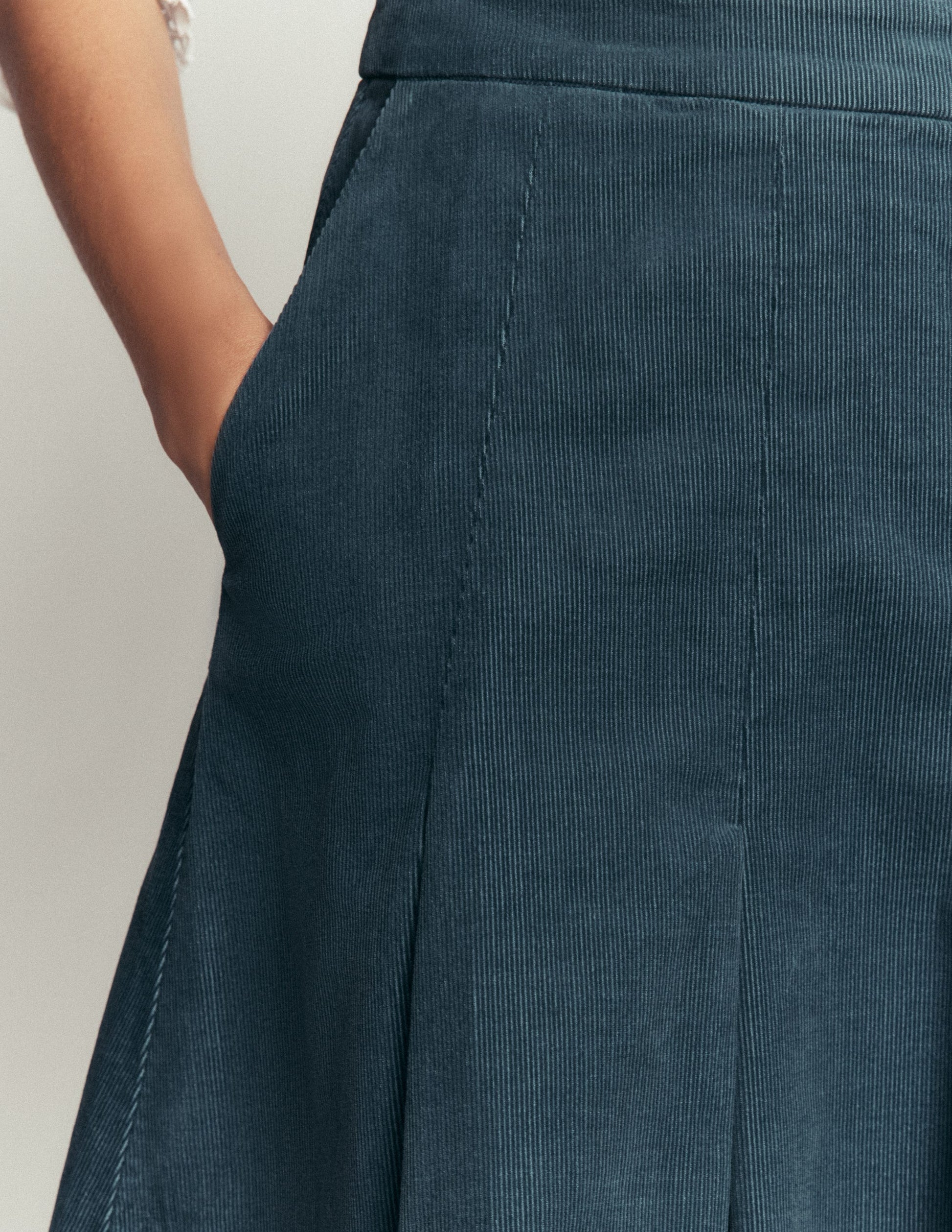 Flippy Cord Skirt-Storm Blue-3