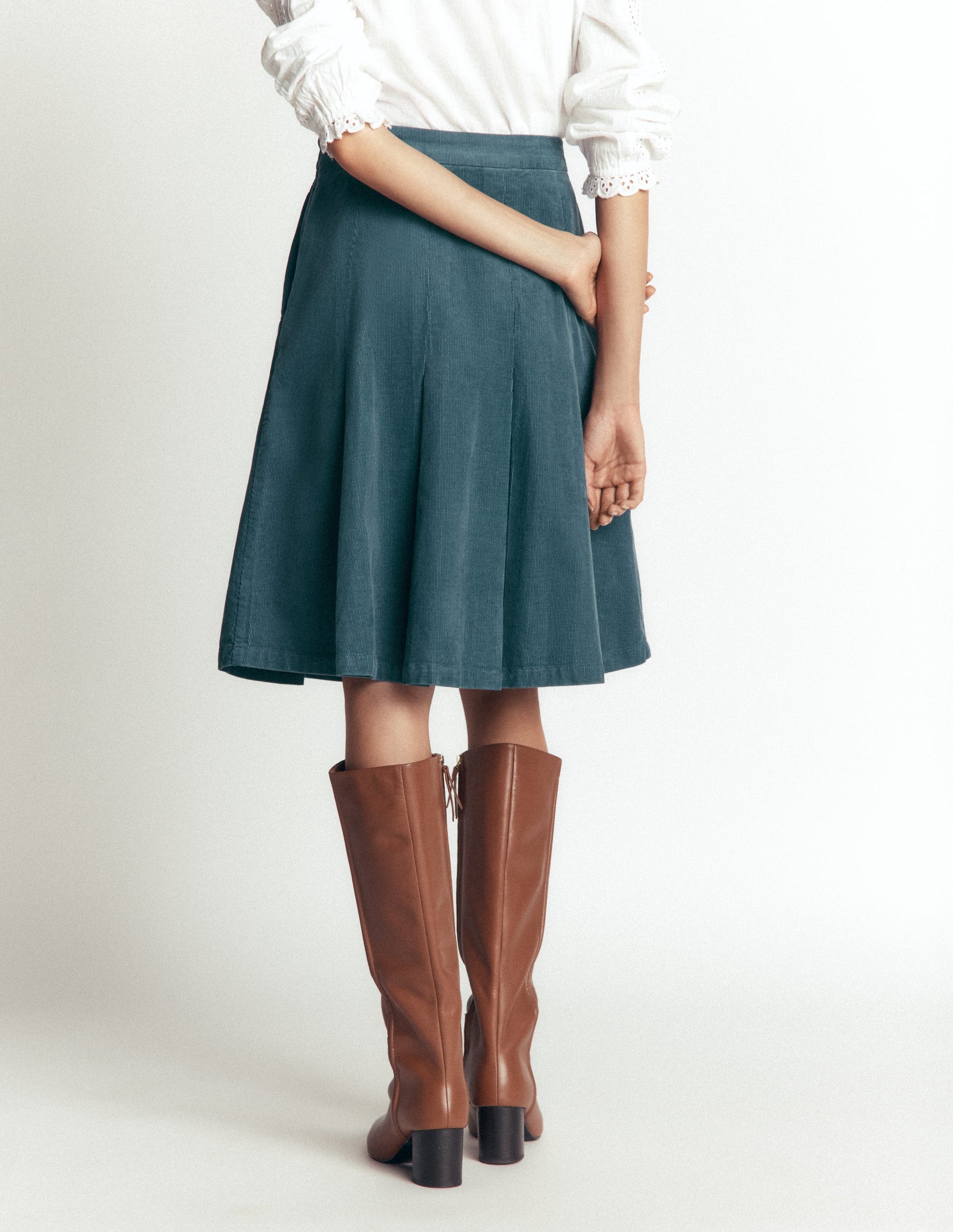Flippy Cord Skirt-Storm Blue-4