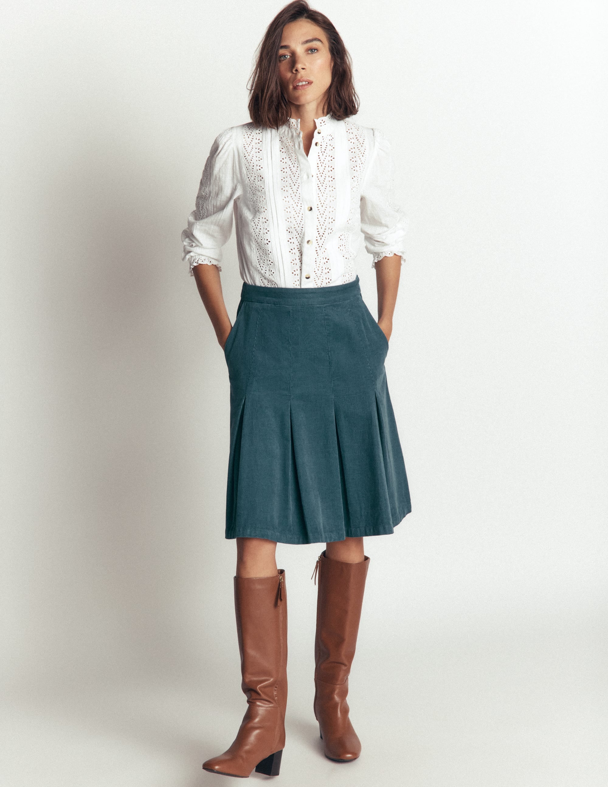 Flippy Cord Skirt-Storm Blue - Image 5