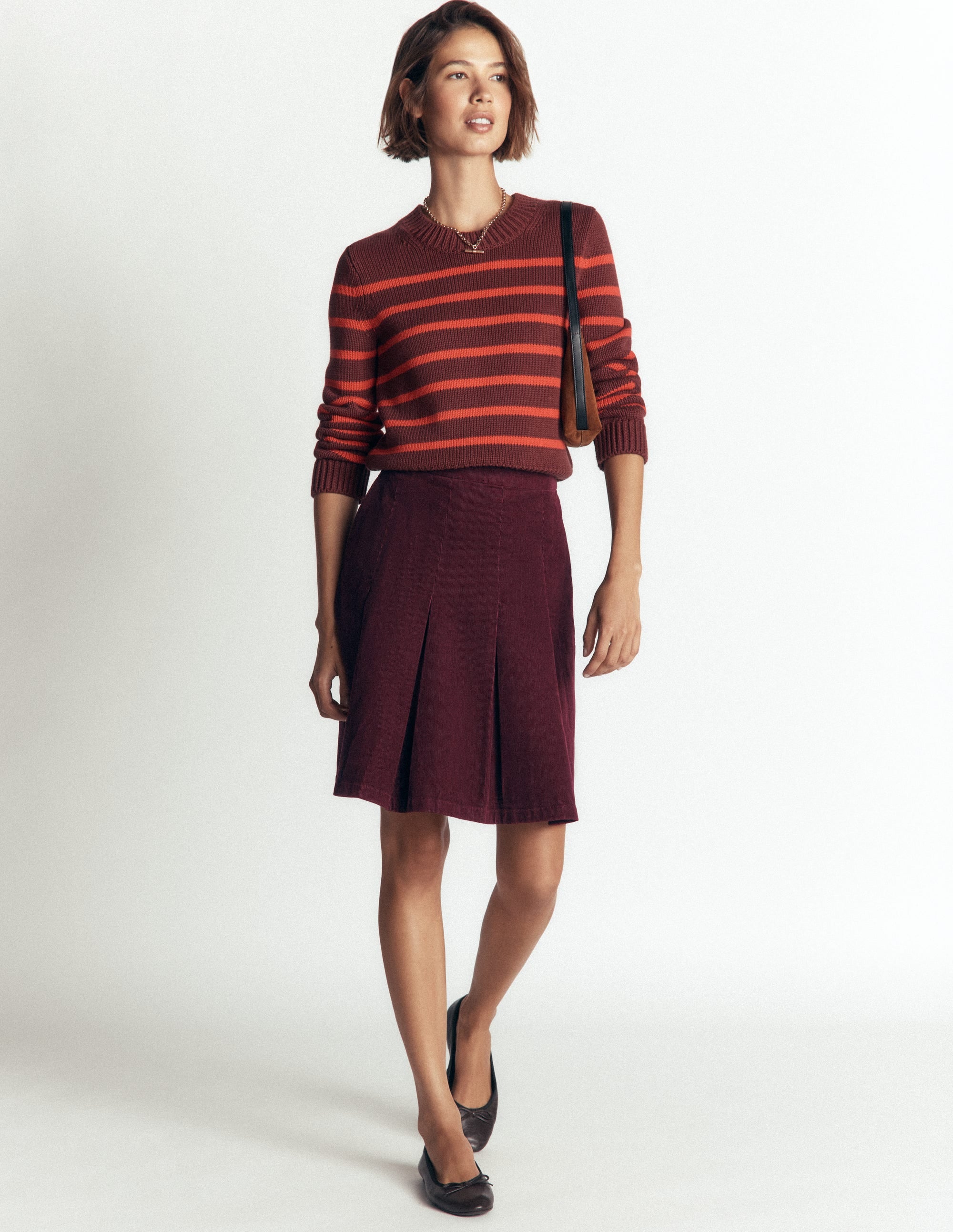 Flippy Cord Skirt-Dark Cherry - Image 4