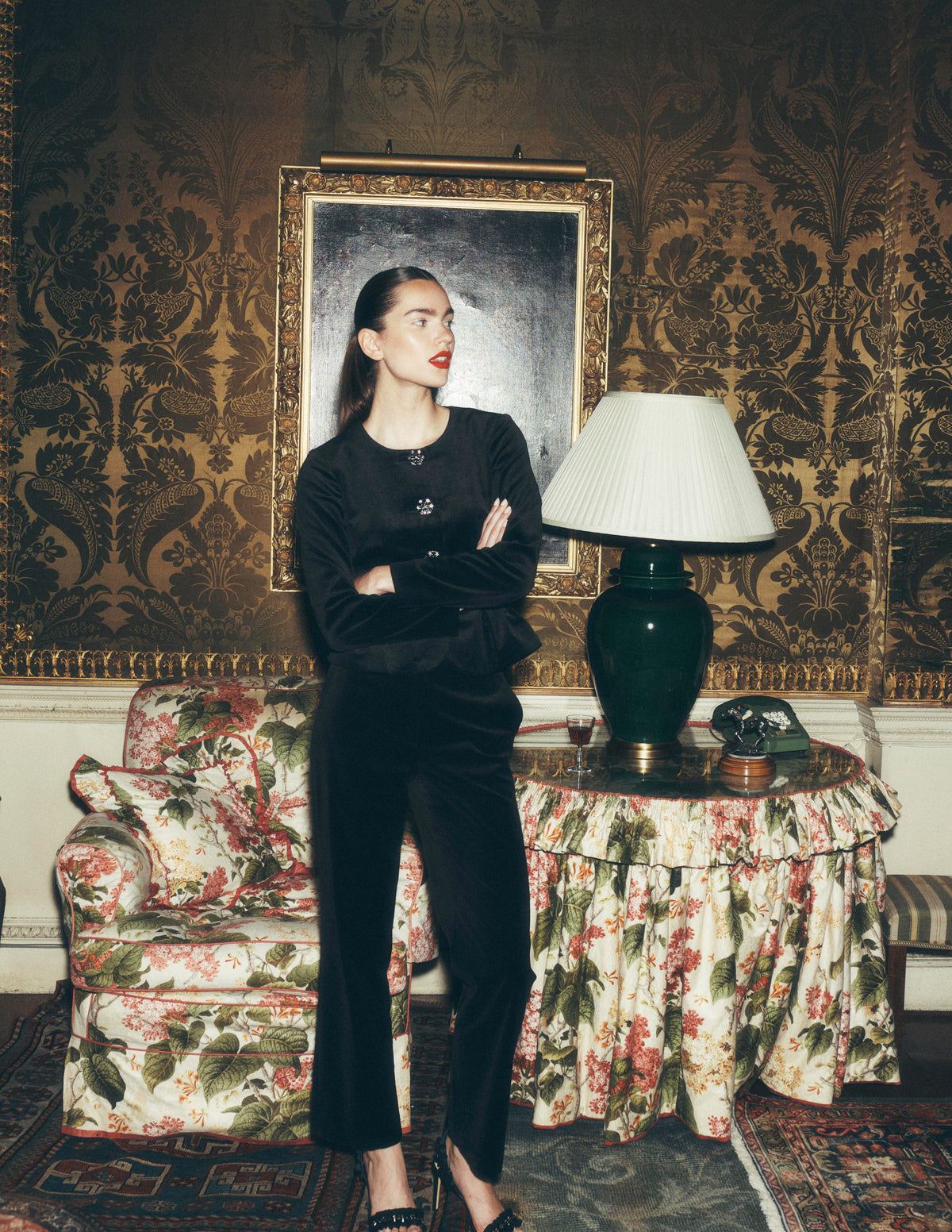 Canonbury Velvet Pants-Black-1