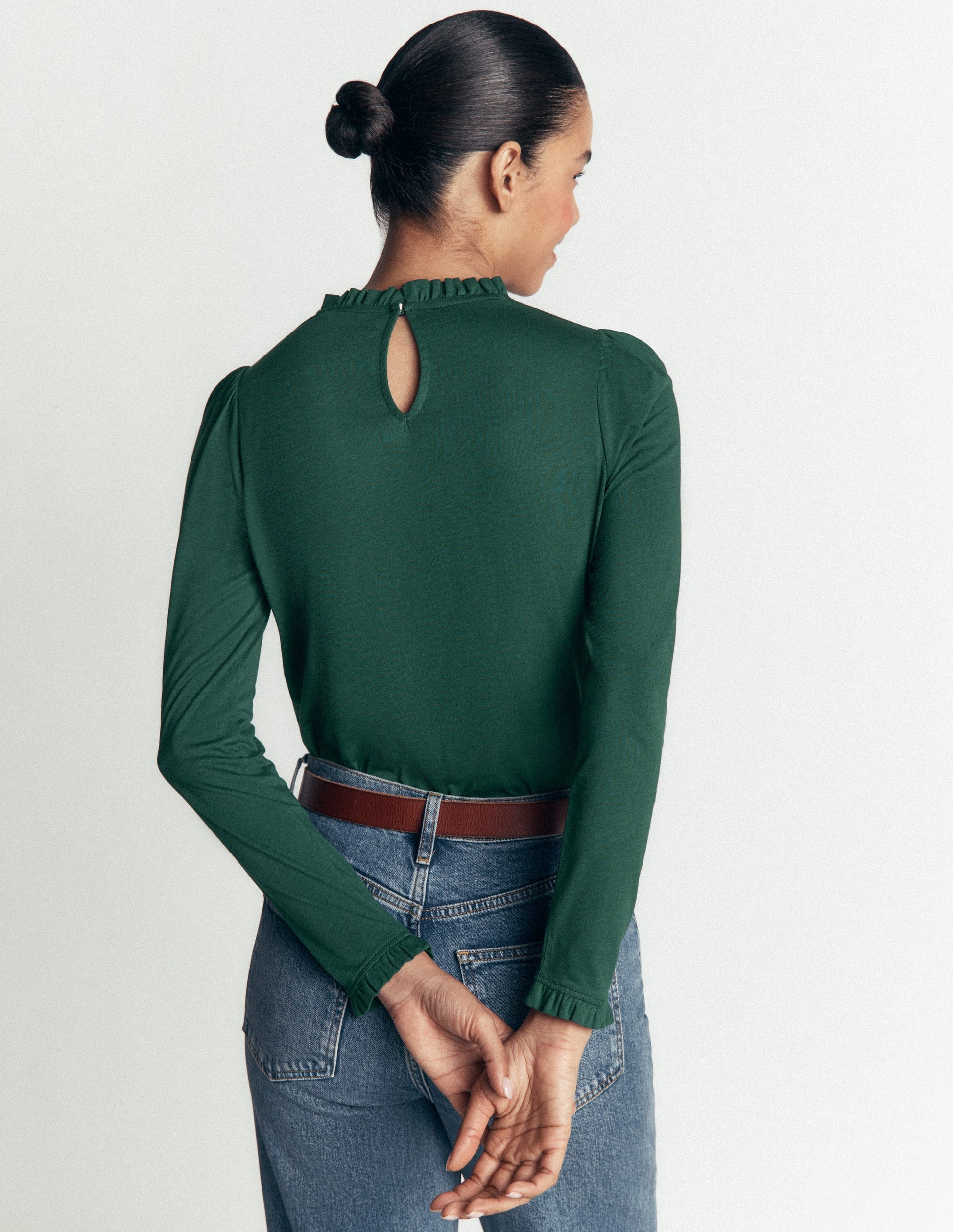 Supersoft Frill Detail Top-Midnight Teal-3