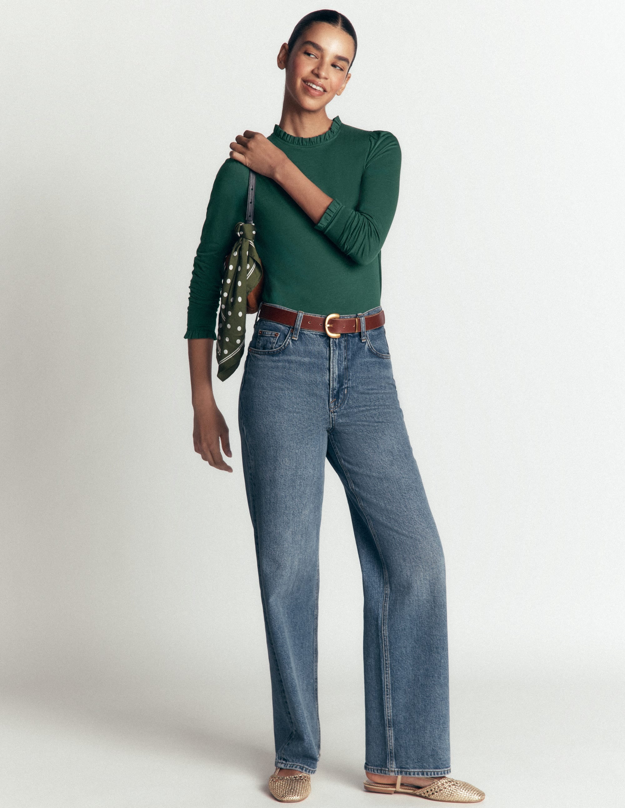 Supersoft Frill Detail Top-Midnight Teal - Image 4