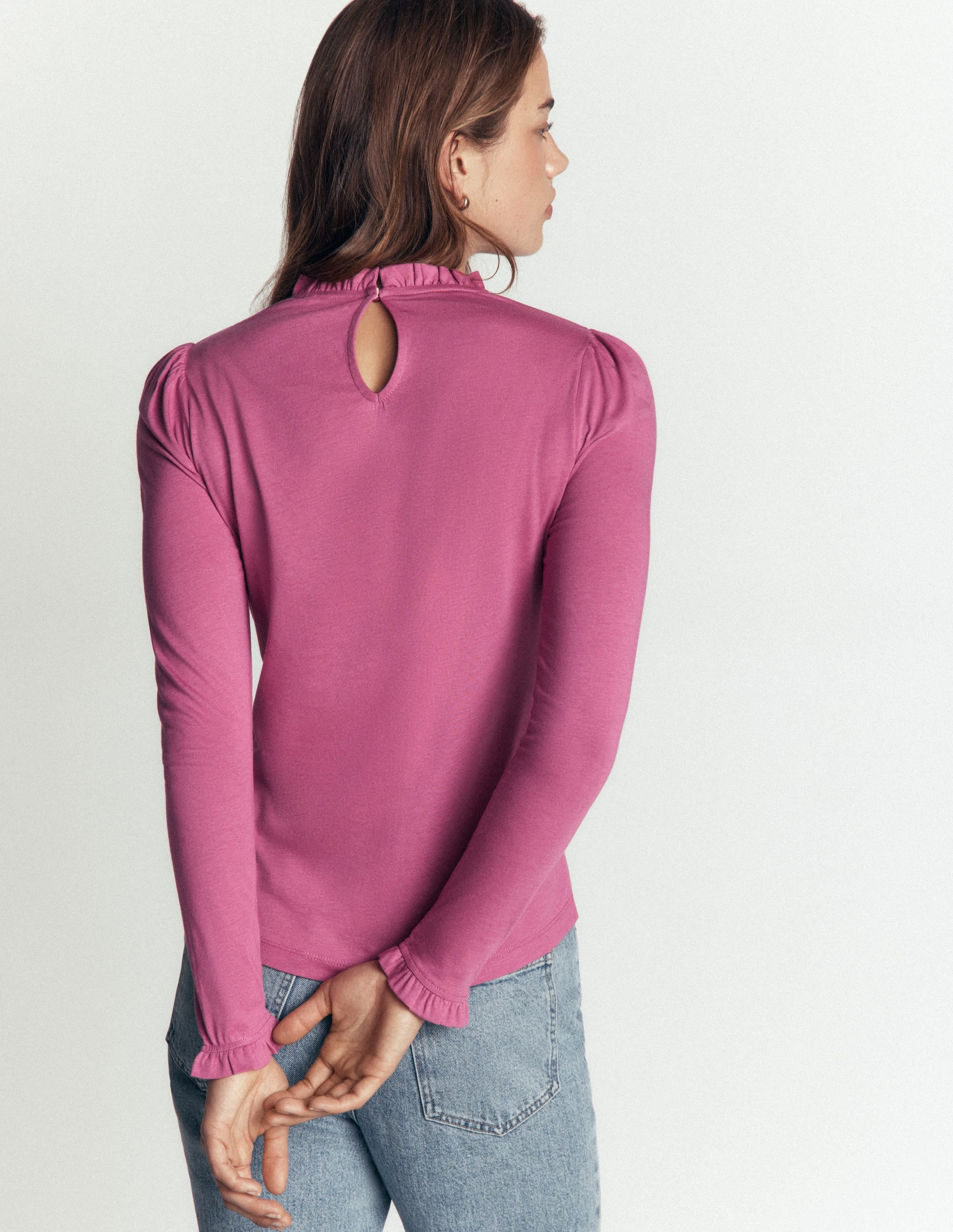 Supersoft Frill Detail Top-Purple Damson - Image 2