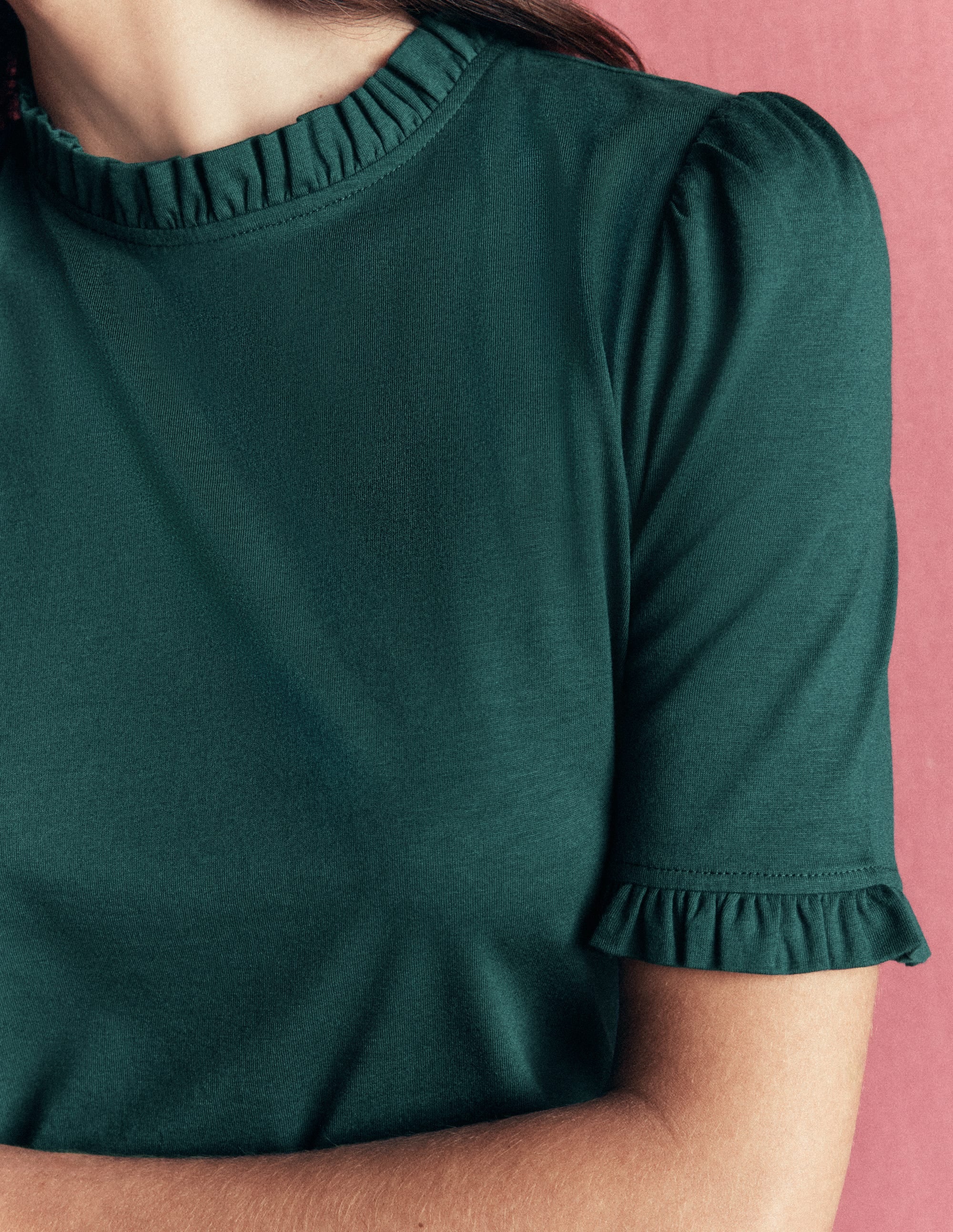 Supersoft Frill Detail T-shirt-Sea Moss - Image 2
