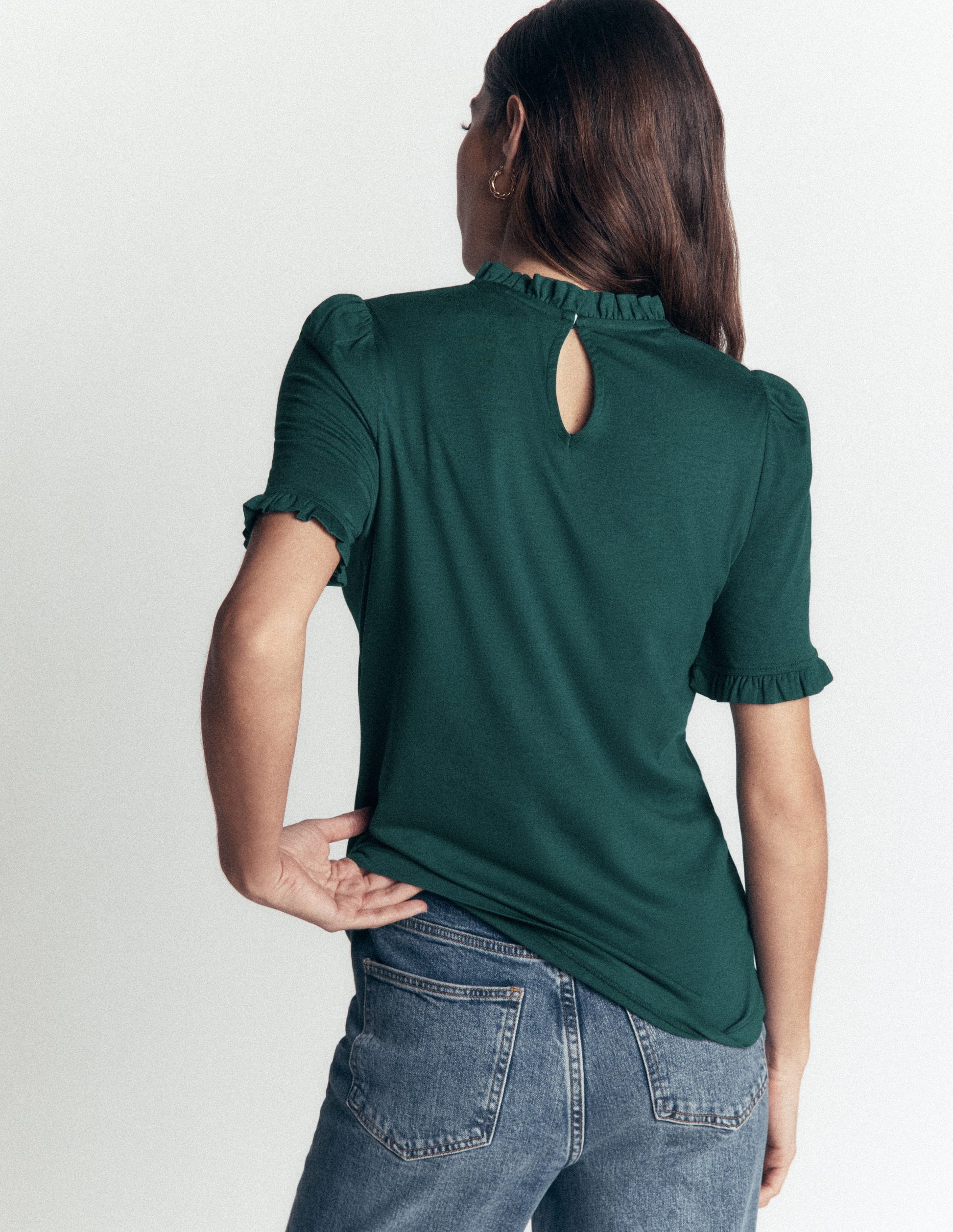 Supersoft Frill Detail T-shirt-Sea Moss-3