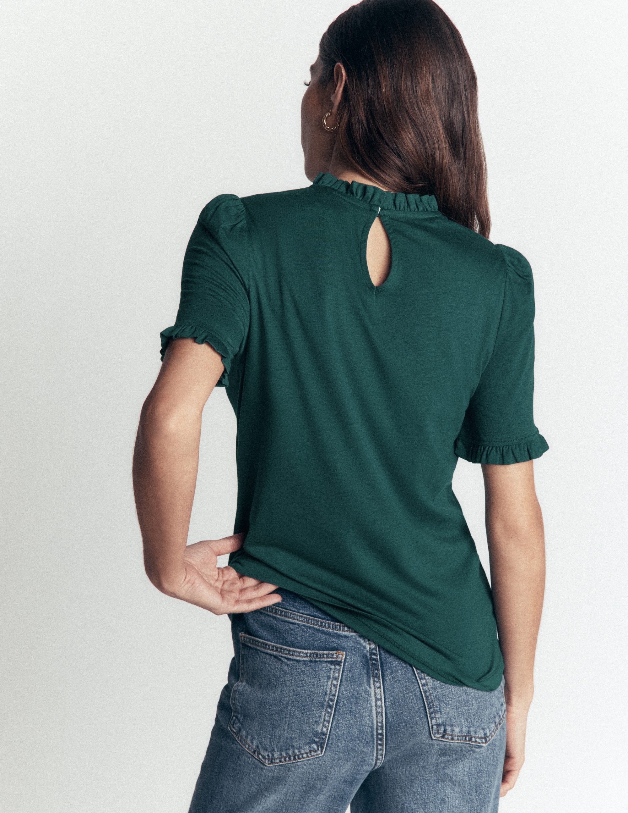 Supersoft Frill Detail T-shirt-Sea Moss - Image 3