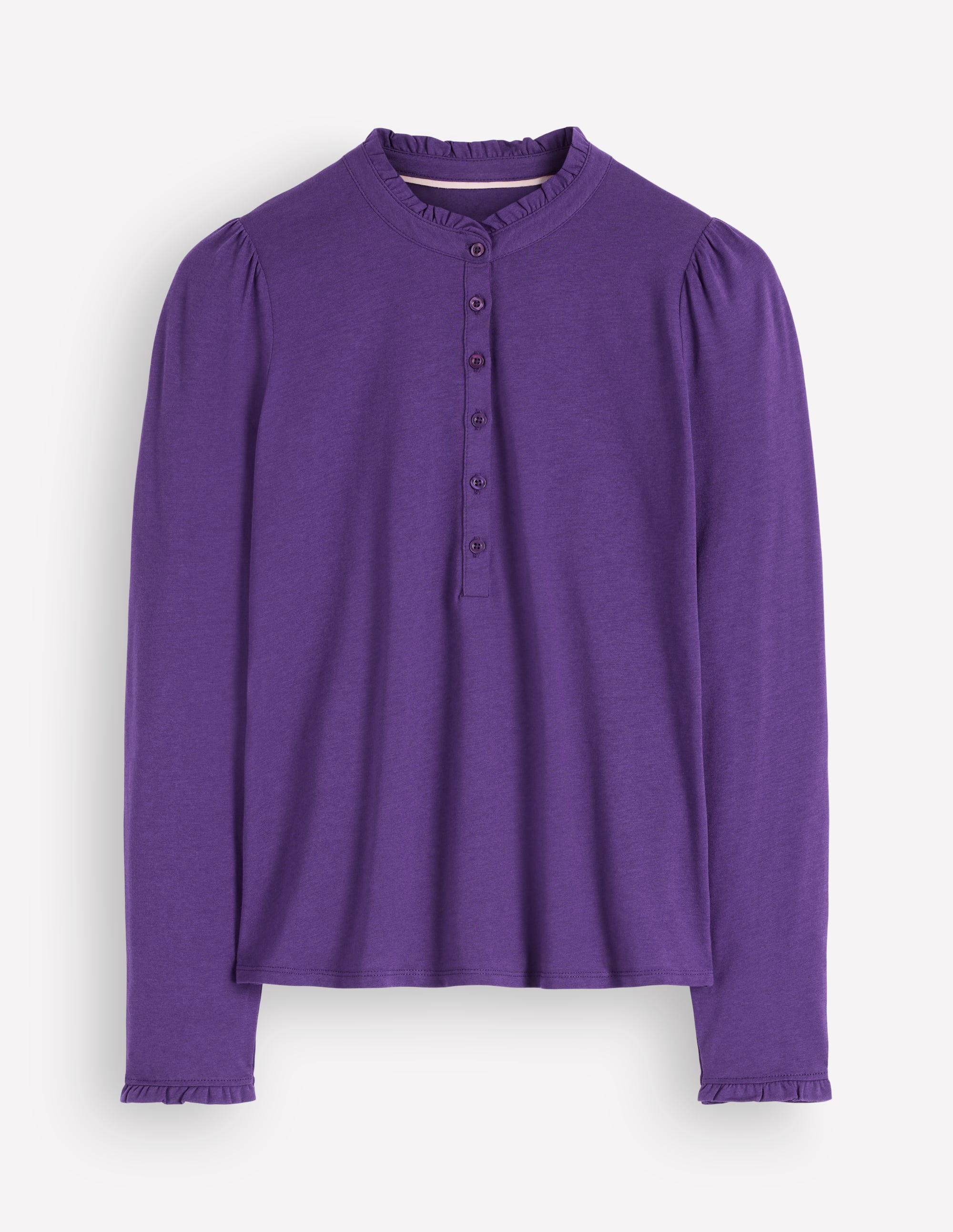Supersoft Frill Henley Top - Calla Lilly Purple | Boden USA