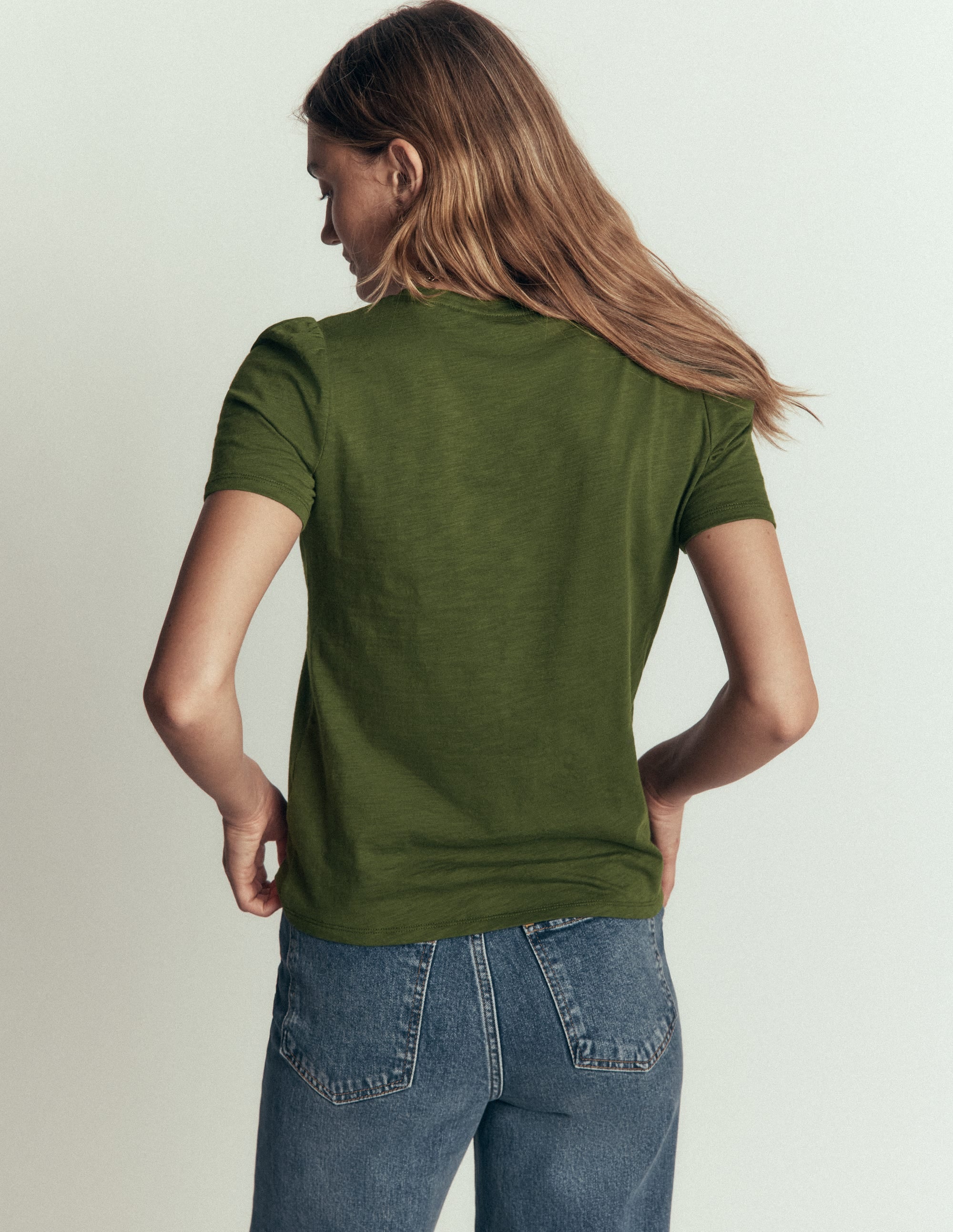 Sophie V - neck Slub T - shirt - Brunswick Green | Boden USA