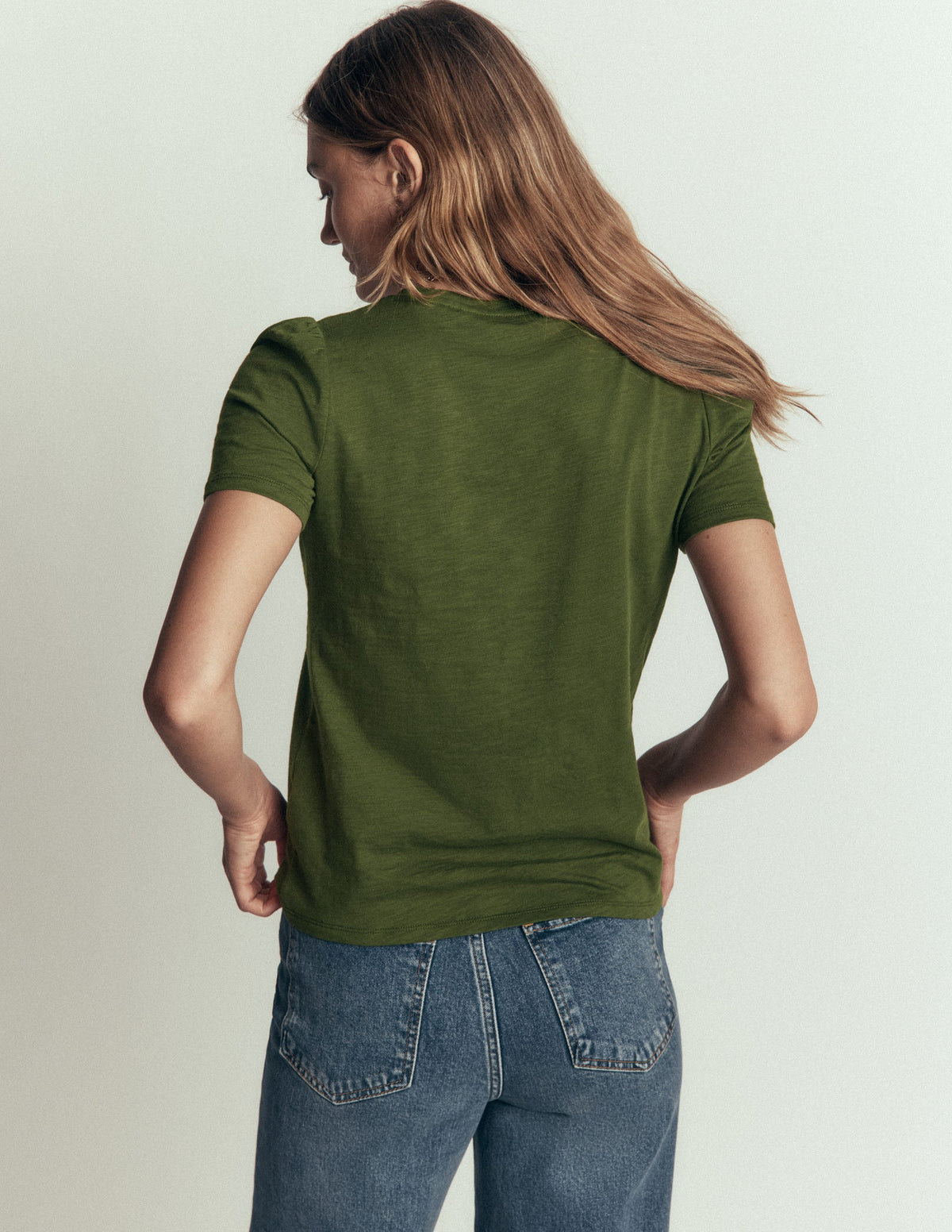 Sophie V-neck Slub T-shirt-Brunswick Green - Image 3