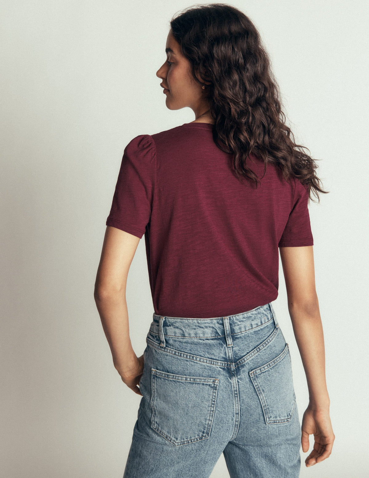 Sophie V-neck Slub T-shirt-Deep Wisteria-2