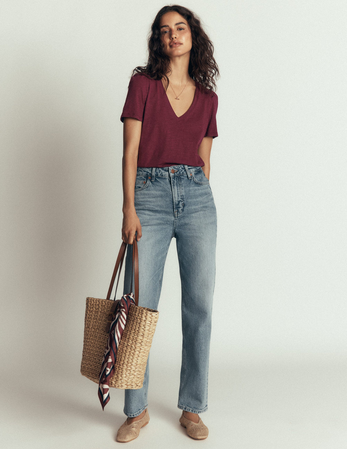 Sophie V-neck Slub T-shirt-Deep Wisteria-3