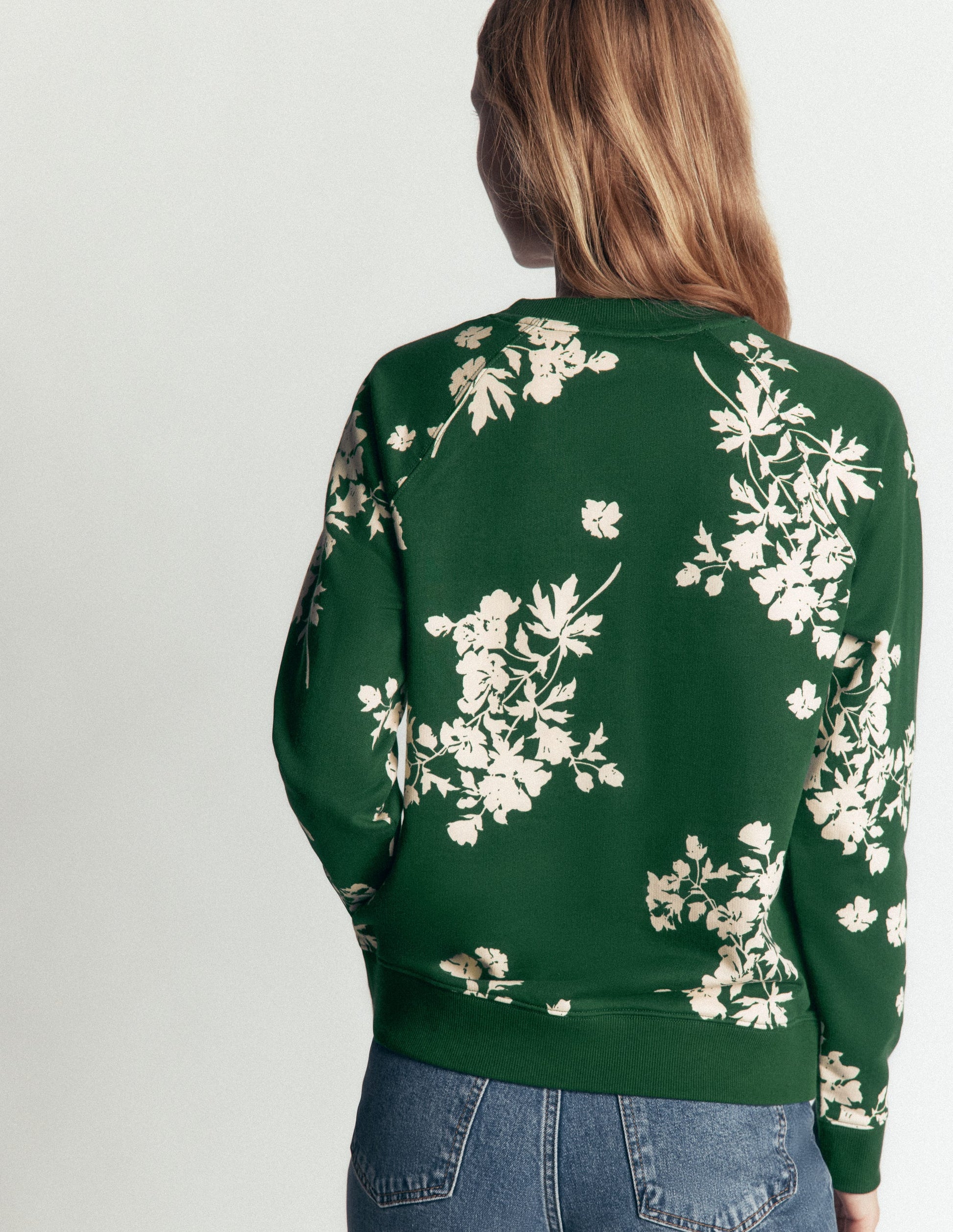 Rosa Printed Sweatshirt-Hunter Green, Flecked Bunch-3