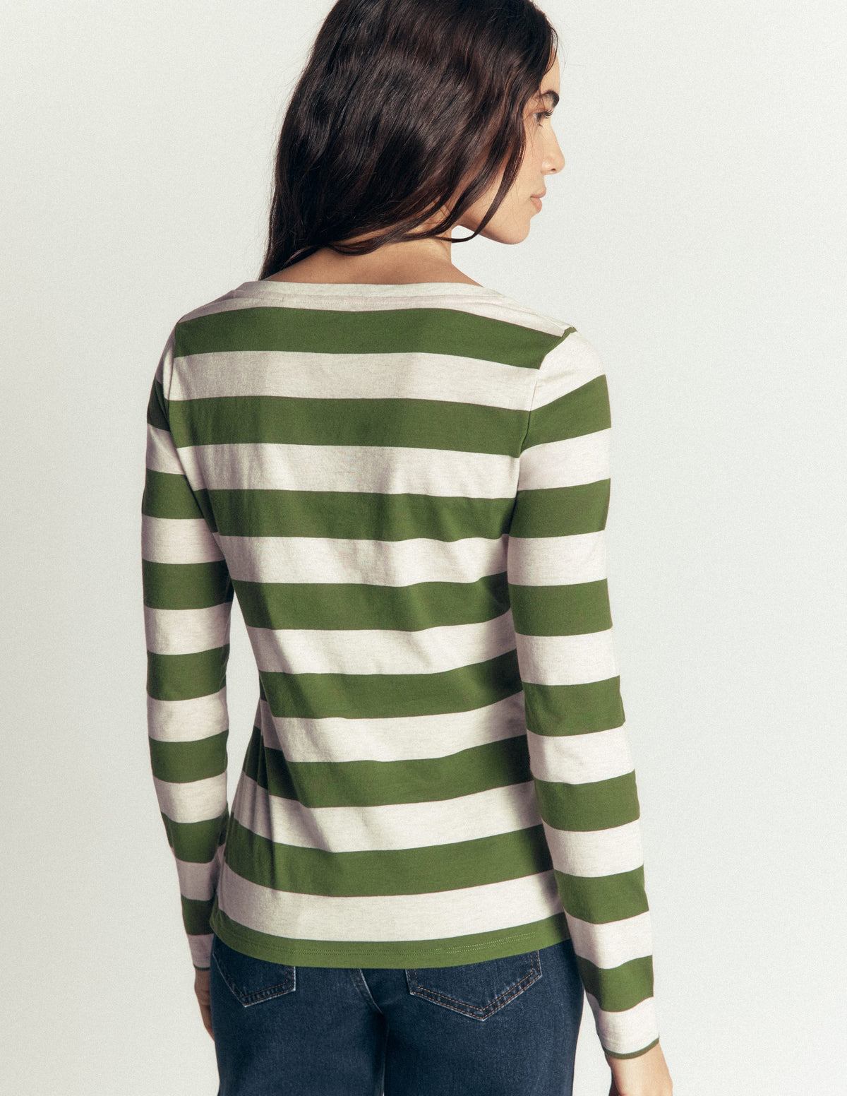Olivia Long Sleeve Breton-Chive and Oatmeal-3