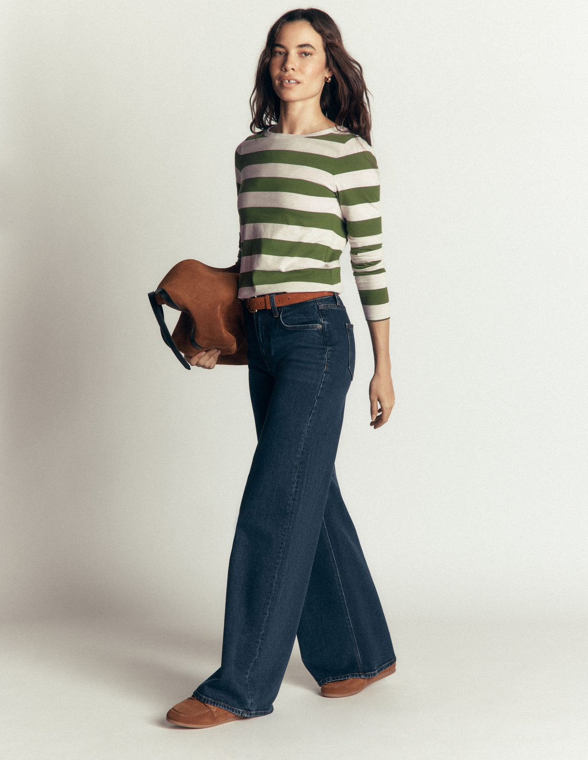 Olivia Long Sleeve Breton-Chive and Oatmeal - Image 2