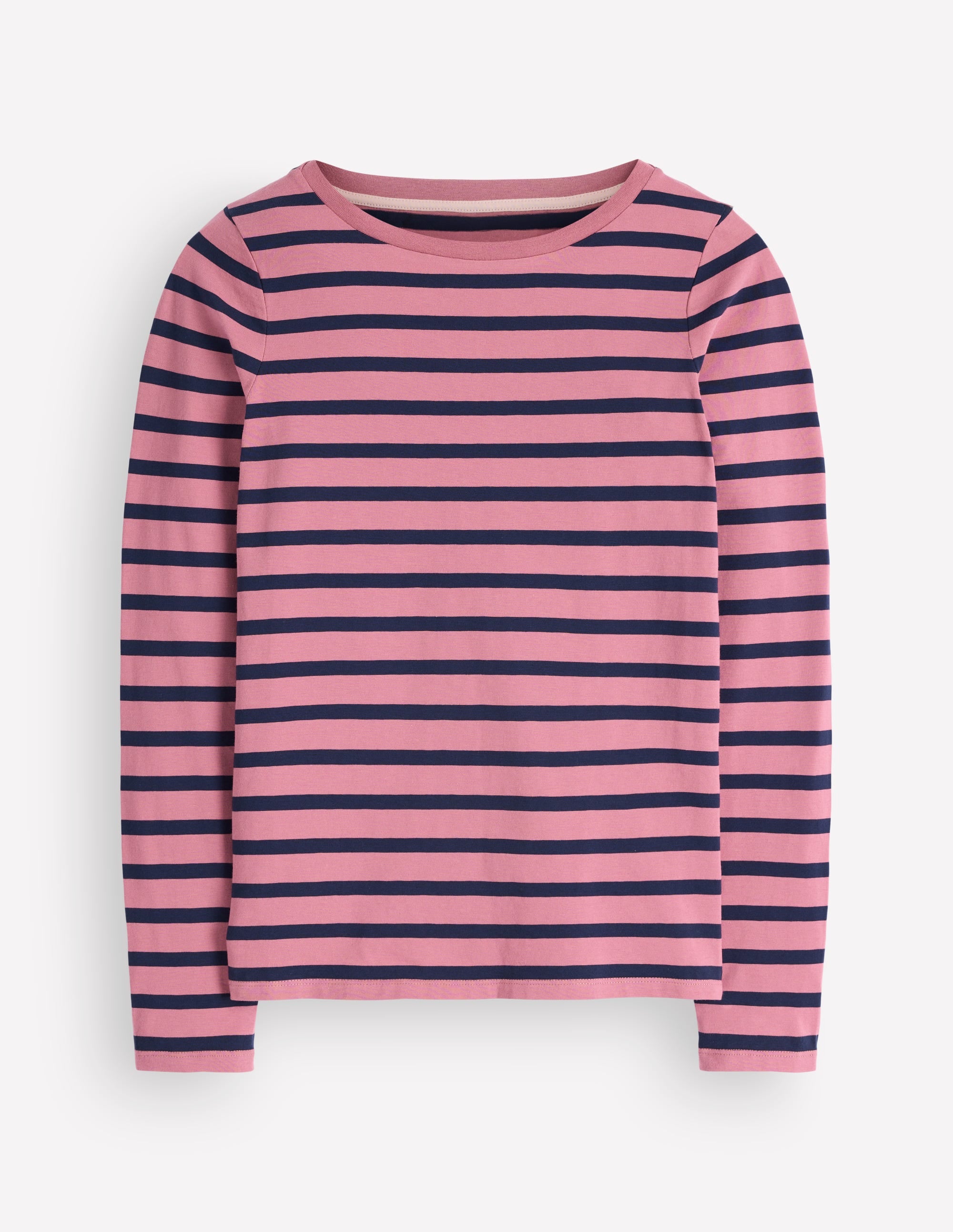 Olivia Long Sleeve Breton-Heather Rose and Navy Stripe - Image 6