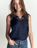 Ara Silk Blend Lace Cami-French Navy
