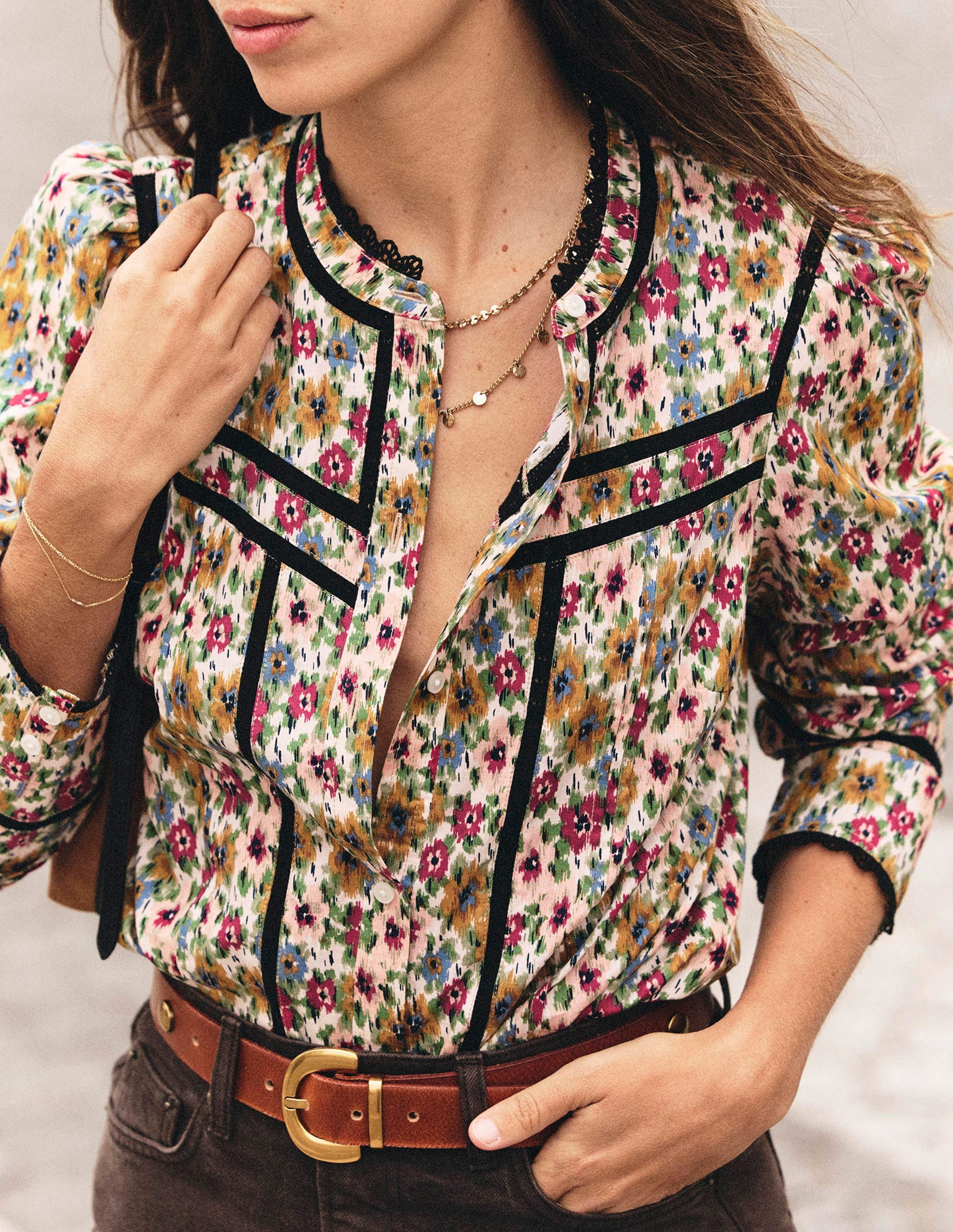Olivia Long Sleeve Breton-Chive and Oatmeal