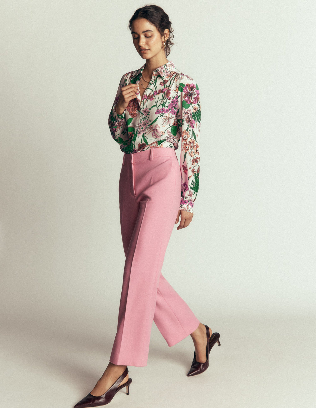 Sara Silk Shirt-Ivory, Whimsical Flora - Image 5