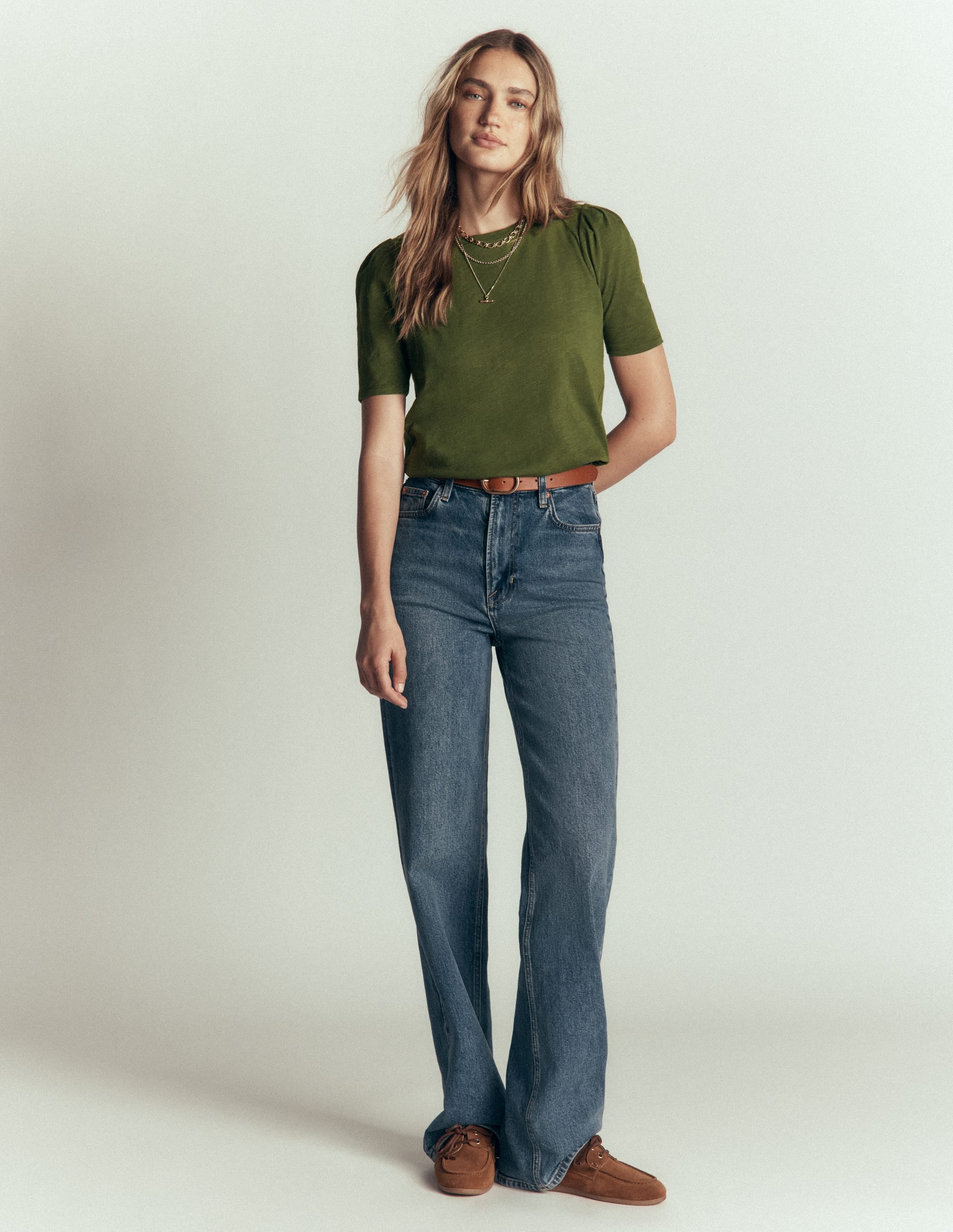 Sophie Puff Sleeve T-shirt-Brunswick Green - Image 1