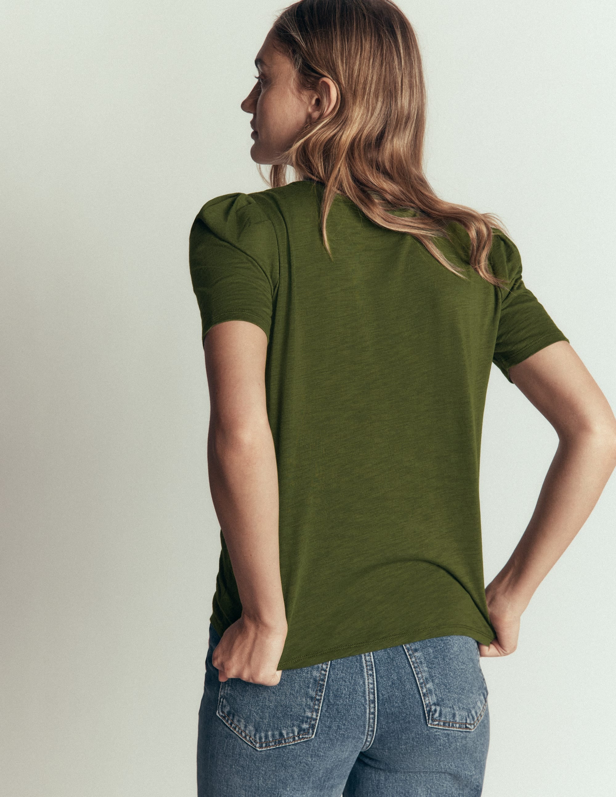 Sophie Puff Sleeve T-shirt-Brunswick Green - Image 3