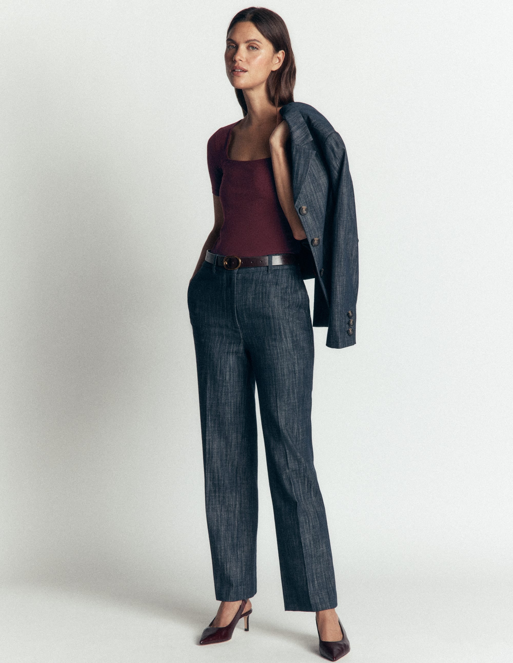 Brooke Double Layer T-shirt-Dark Cherry - Image 4