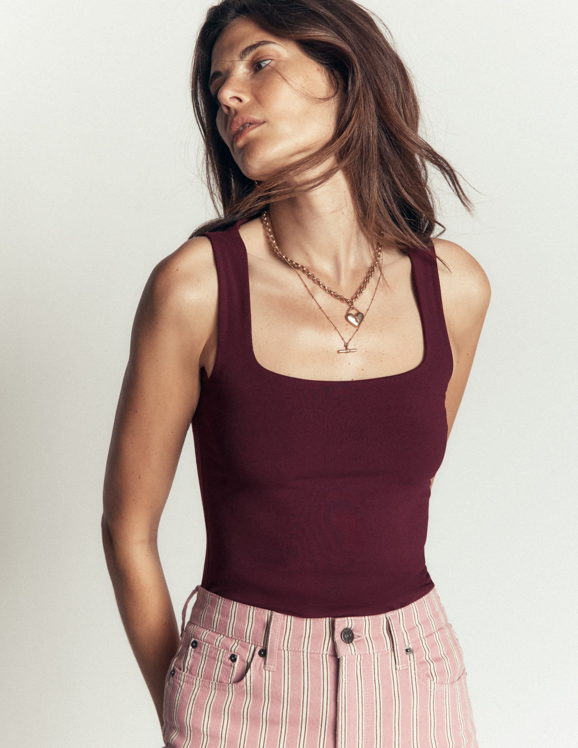 Brooke Double Layer Tank-Dark Cherry - Image 4