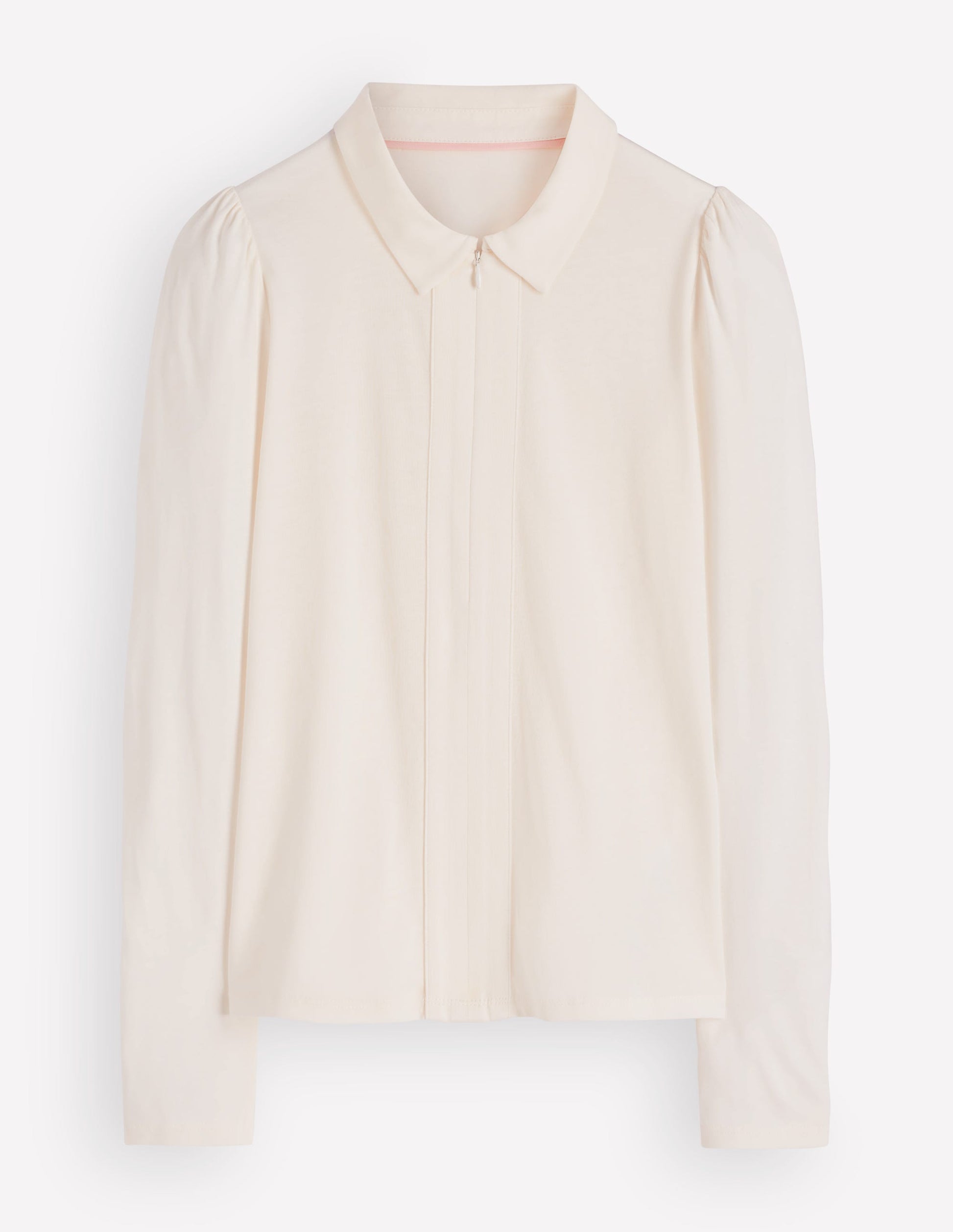 Zip Collar Supersoft Top-Ivory-5
