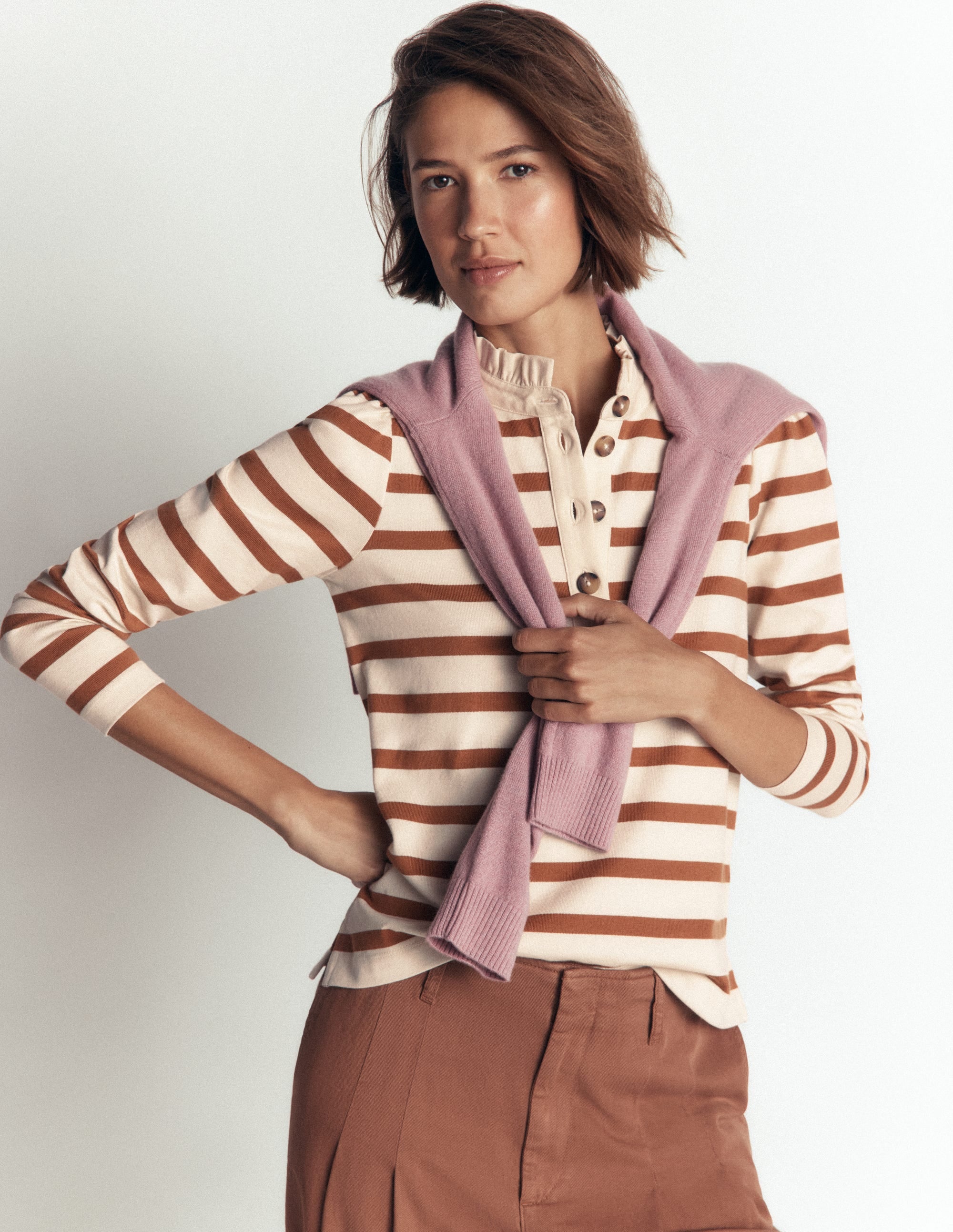 Ruffle Collar Mariner-Ivory and Argon Oil Stripe - Image 1