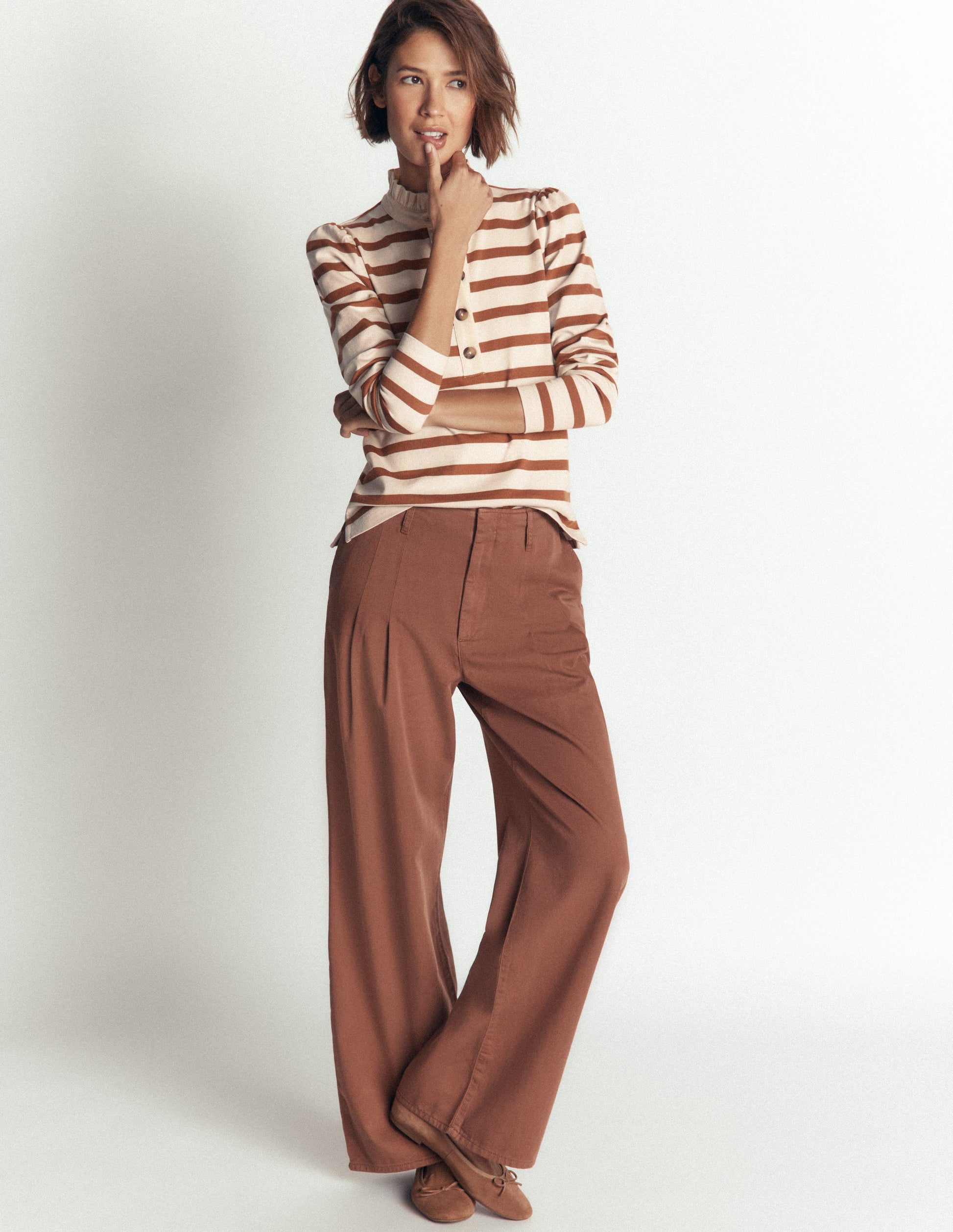 Ruffle Collar Mariner-Ivory and Argon Oil Stripe-4