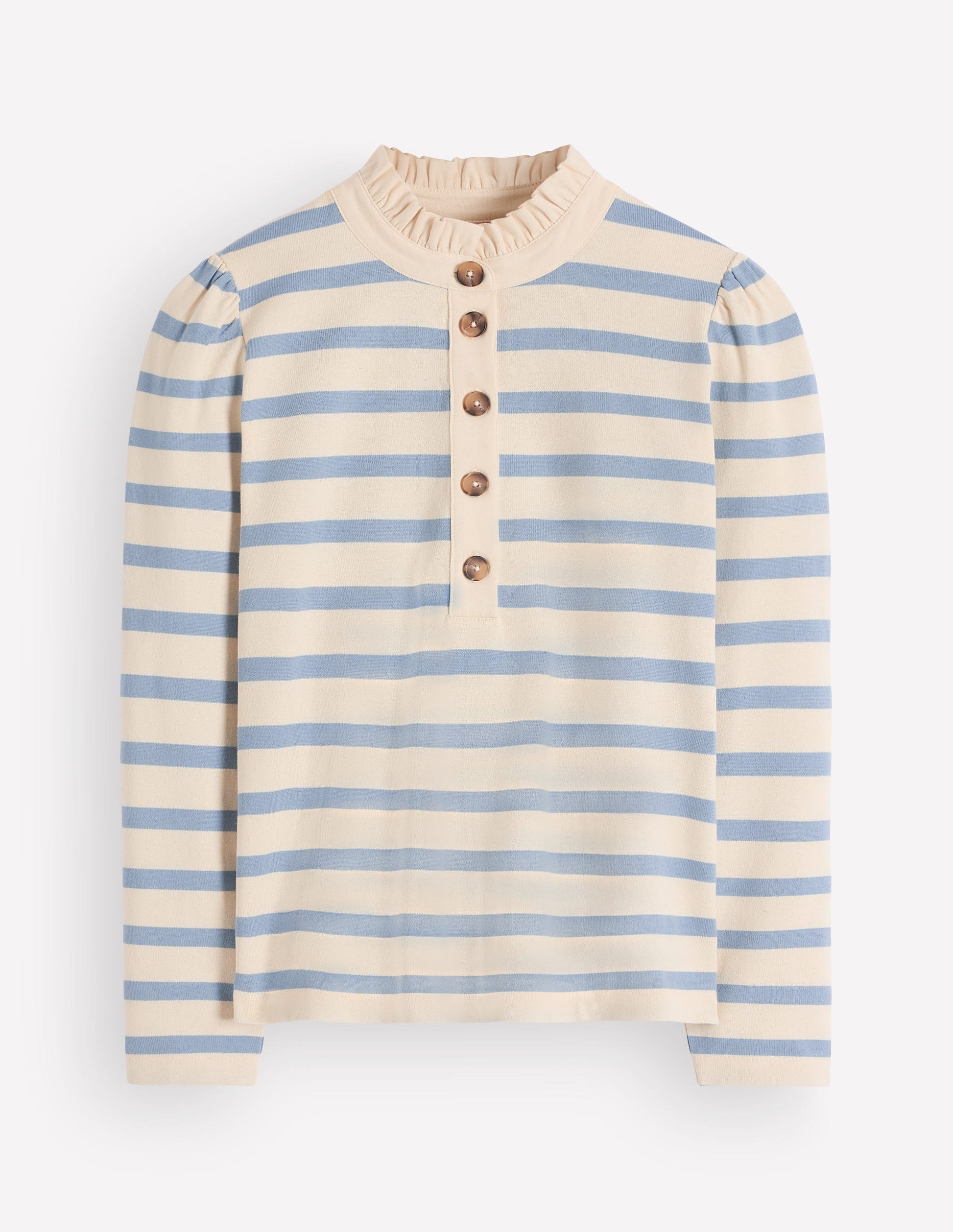 Ruffle Collar Mariner-Ivory and Faded Denim Stripe-5