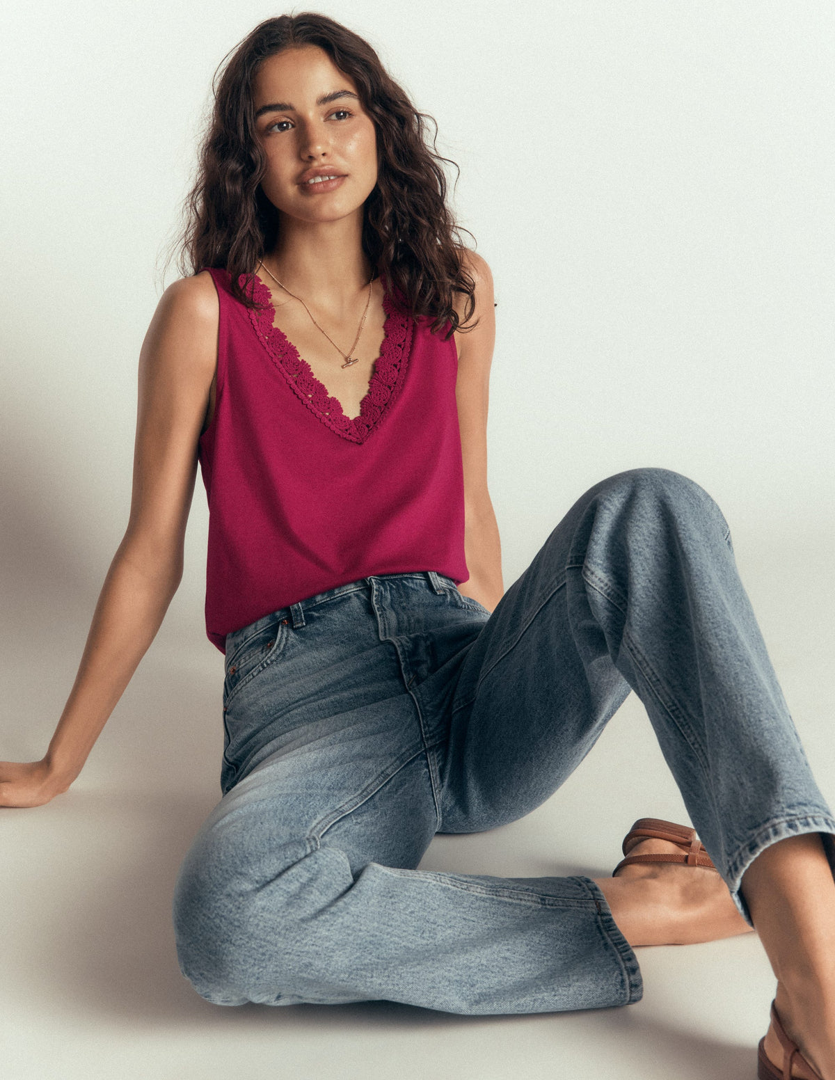 Supersoft V Neck Trim Vest-Beetroot Red-1