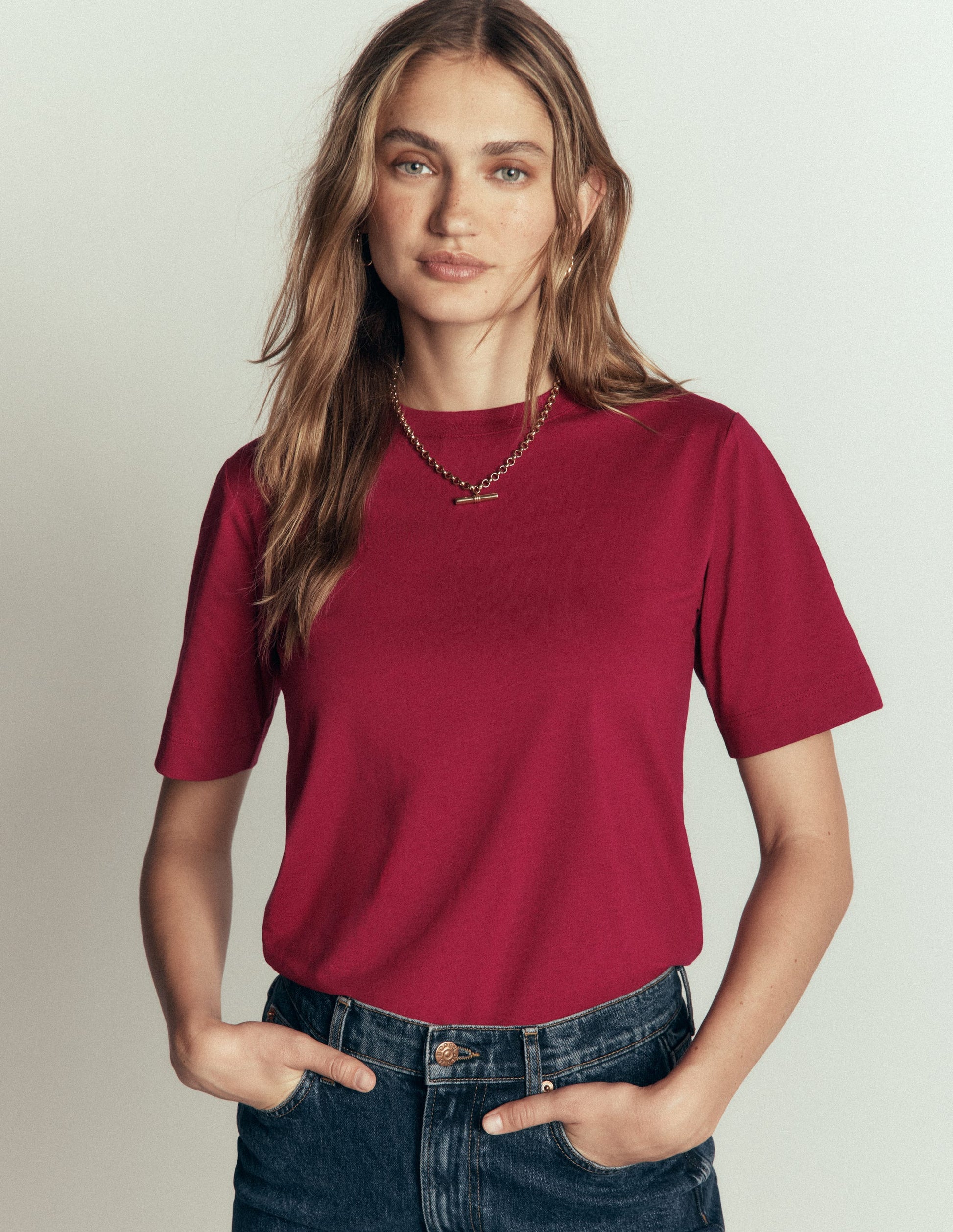 Relaxed Cotton T-shirt-Ruby Red-1