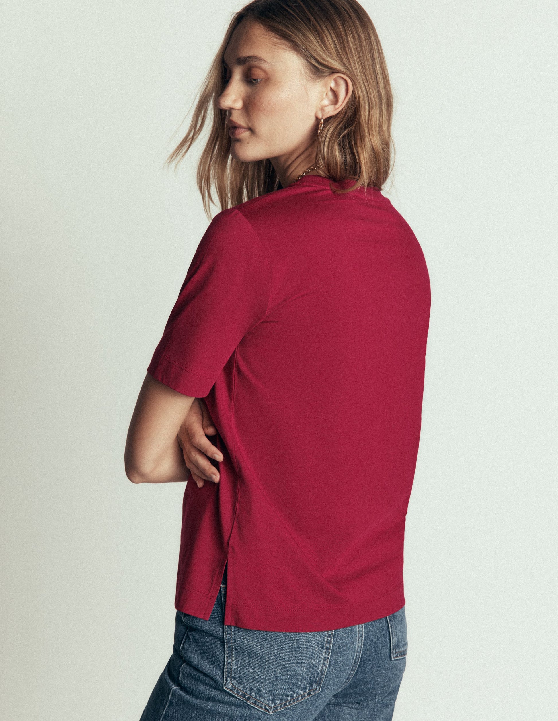 Relaxed Cotton T-shirt-Ruby Red-2