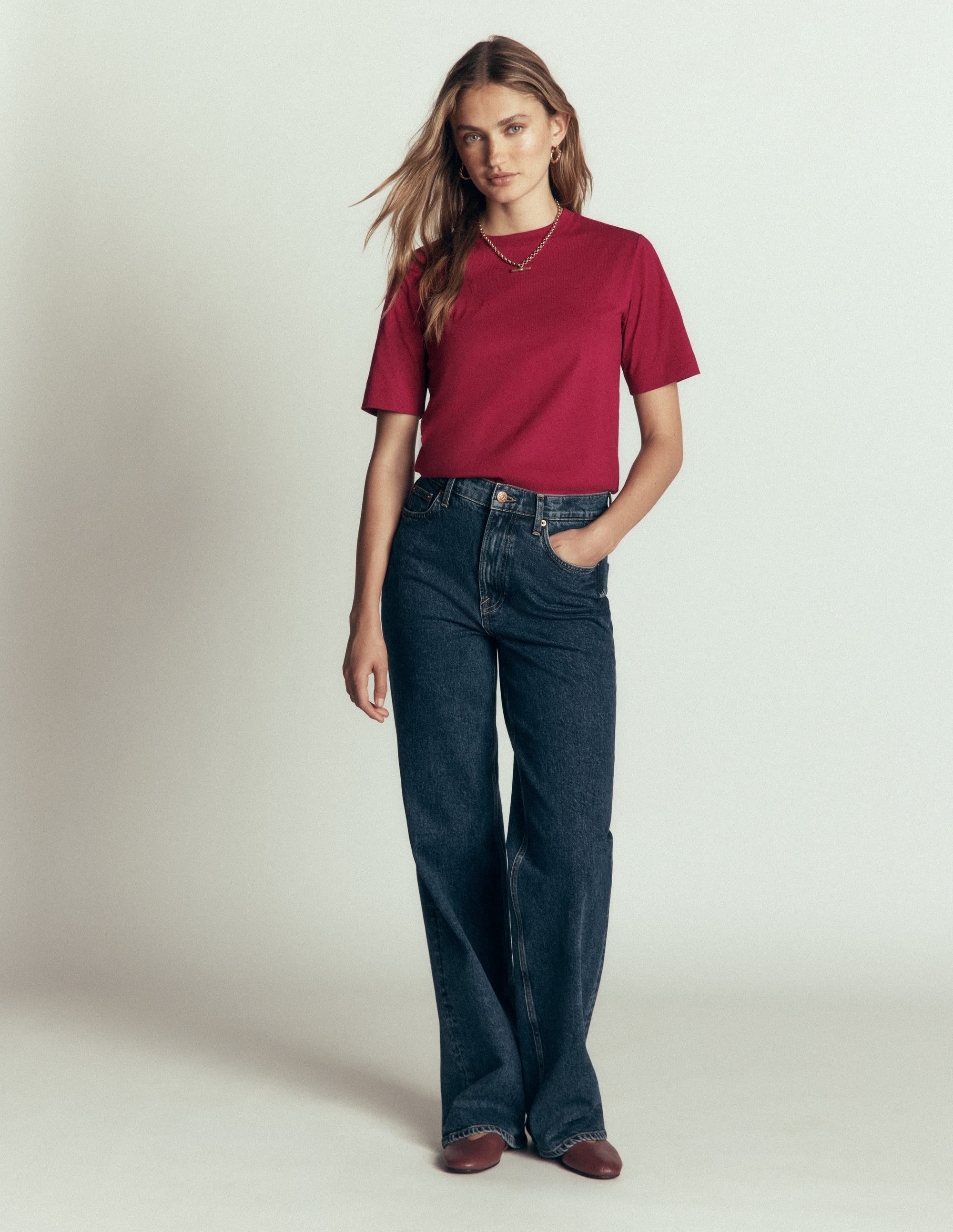 Relaxed Cotton T-shirt-Ruby Red - Image 3