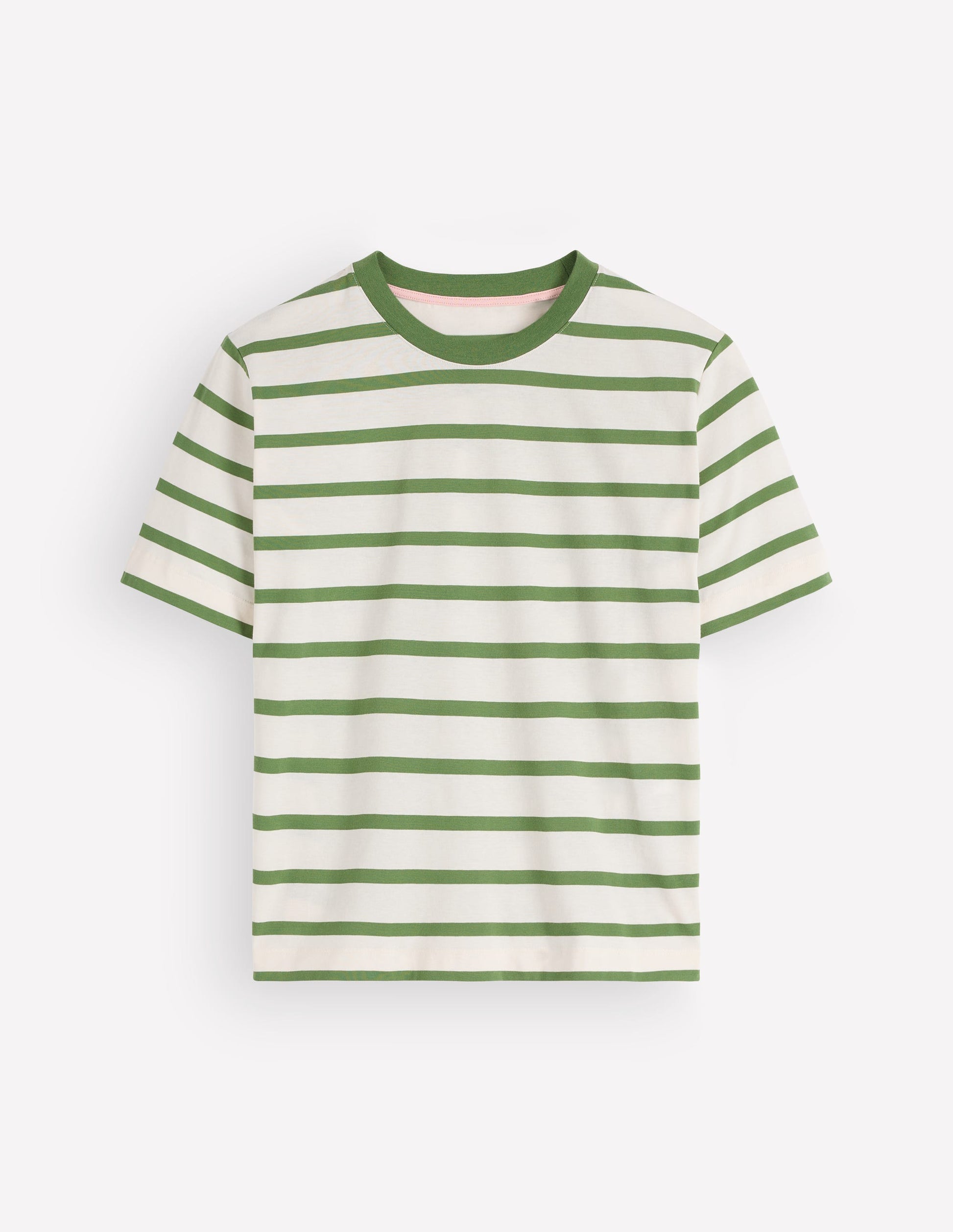 Relaxed Cotton T-shirt-Safari Green and Ivory Stripe-3