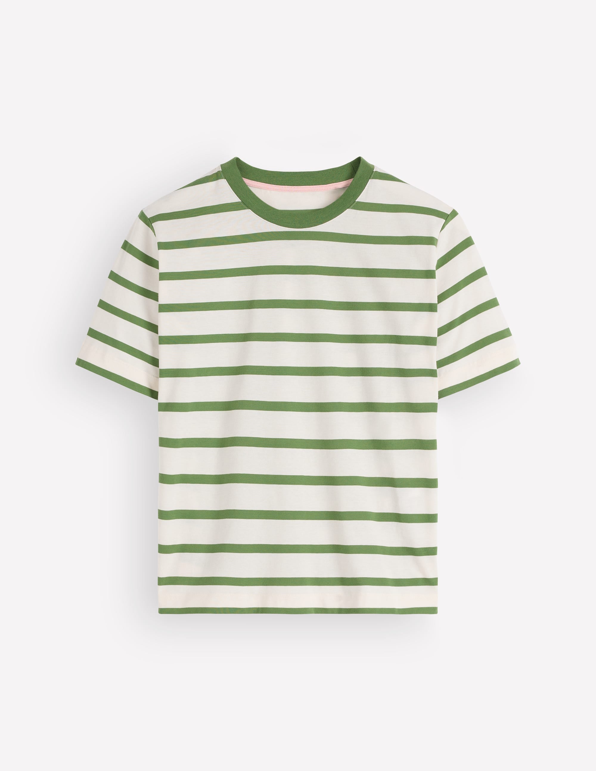 Relaxed Cotton T-shirt-Safari Green and Ivory Stripe - Image 3