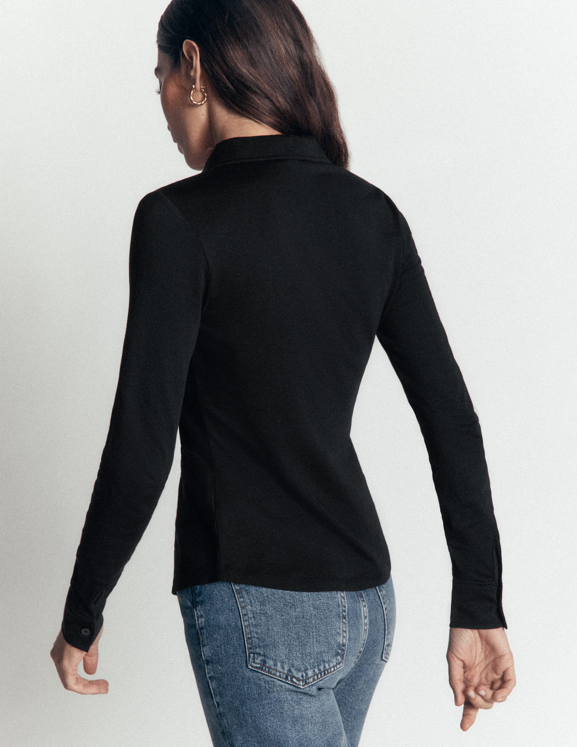 Imi Ruched Jersey Shirt-Black - Image 3