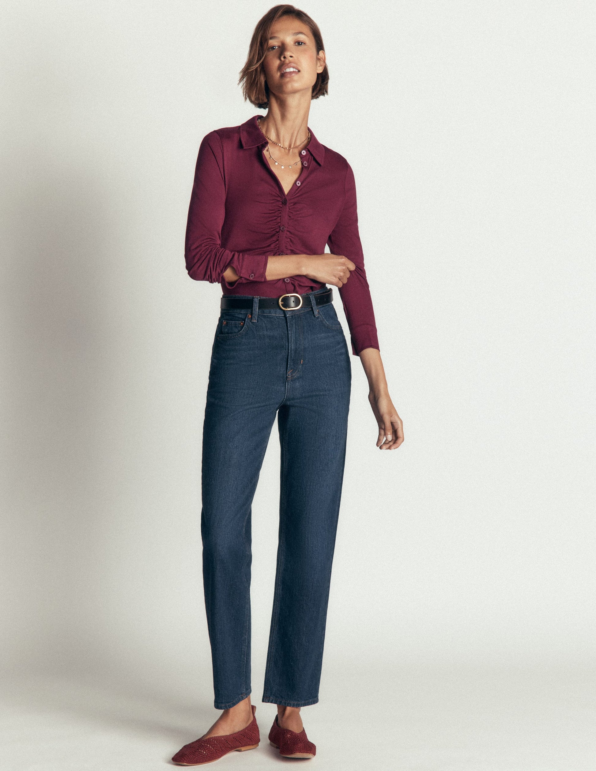 Supersoft Ruched Jersey Shirt-Deep Wisteria-4