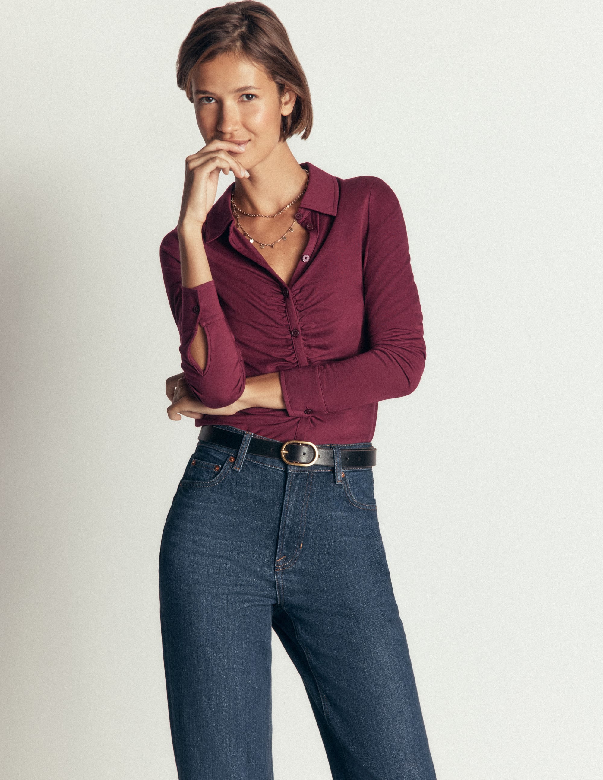Supersoft Ruched Jersey Shirt-Deep Wisteria - Image 5