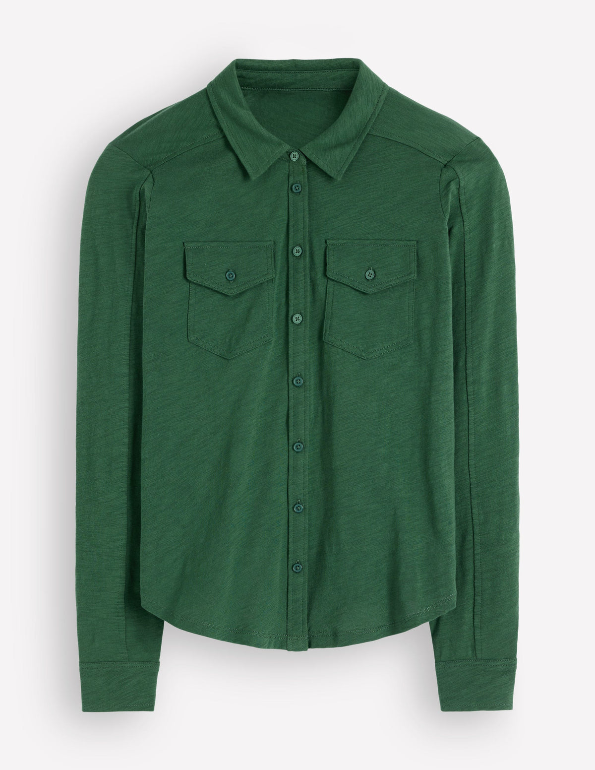 Seam Detail Jersey Shirt-Hunter Green - Image 5
