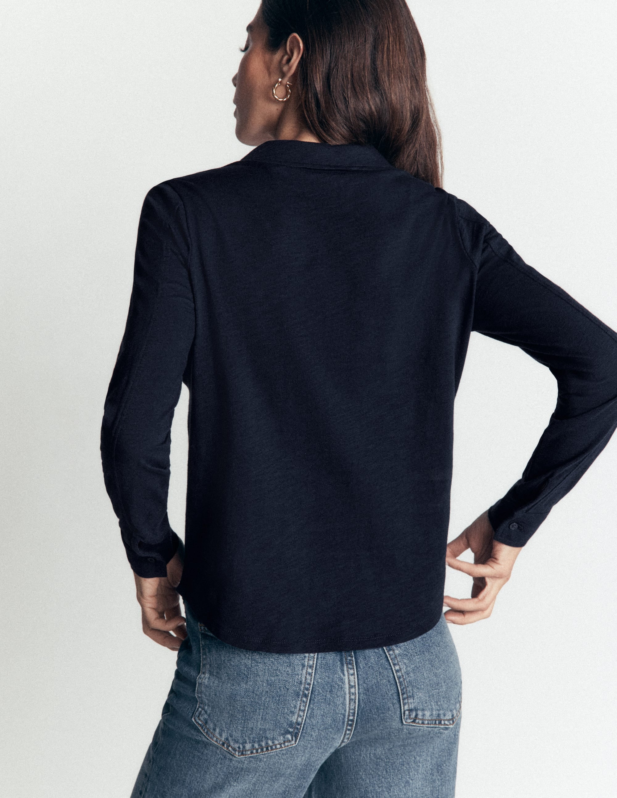 Seam Detail Jersey Shirt-Navy - Image 2