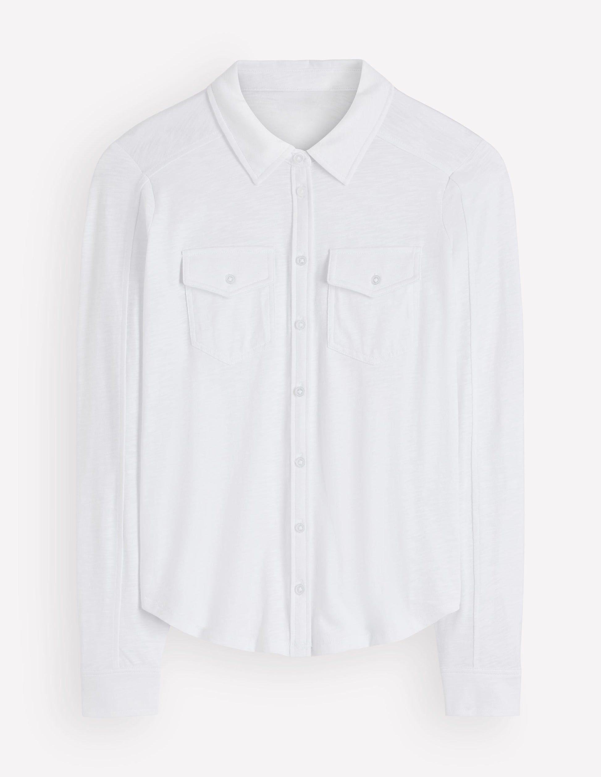 Seam Detail Jersey Shirt-White-6
