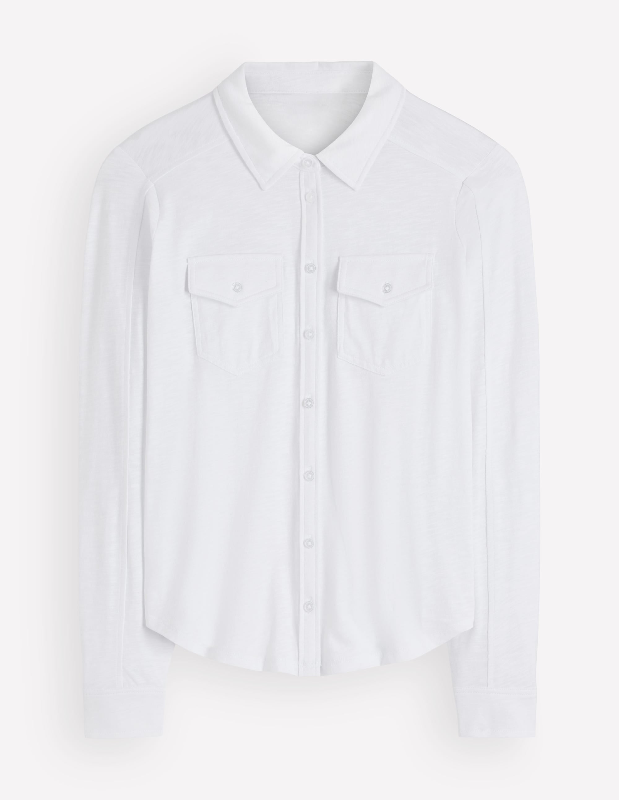 Seam Detail Jersey Shirt-White - Image 6