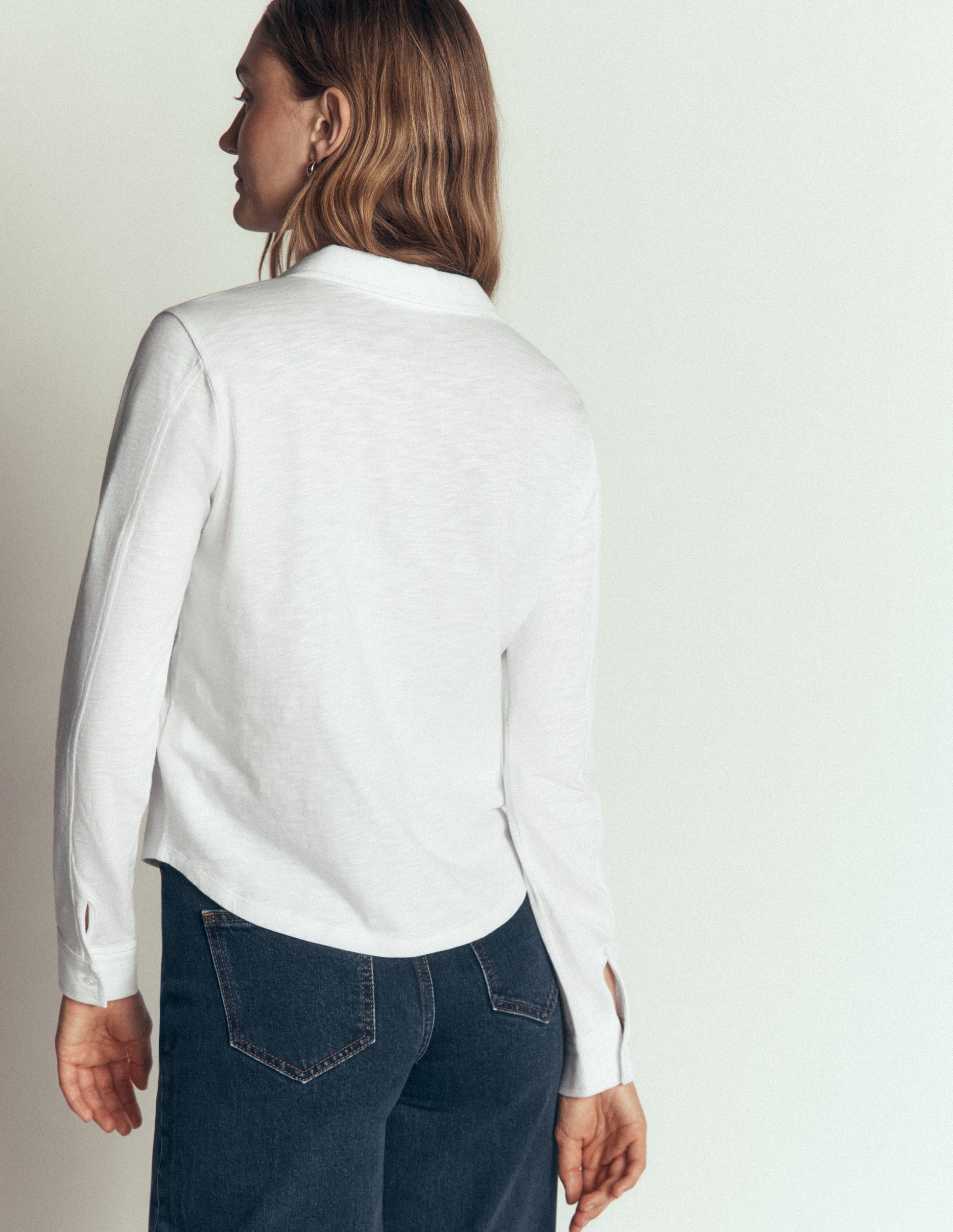 Seam Detail Jersey Shirt-White-3