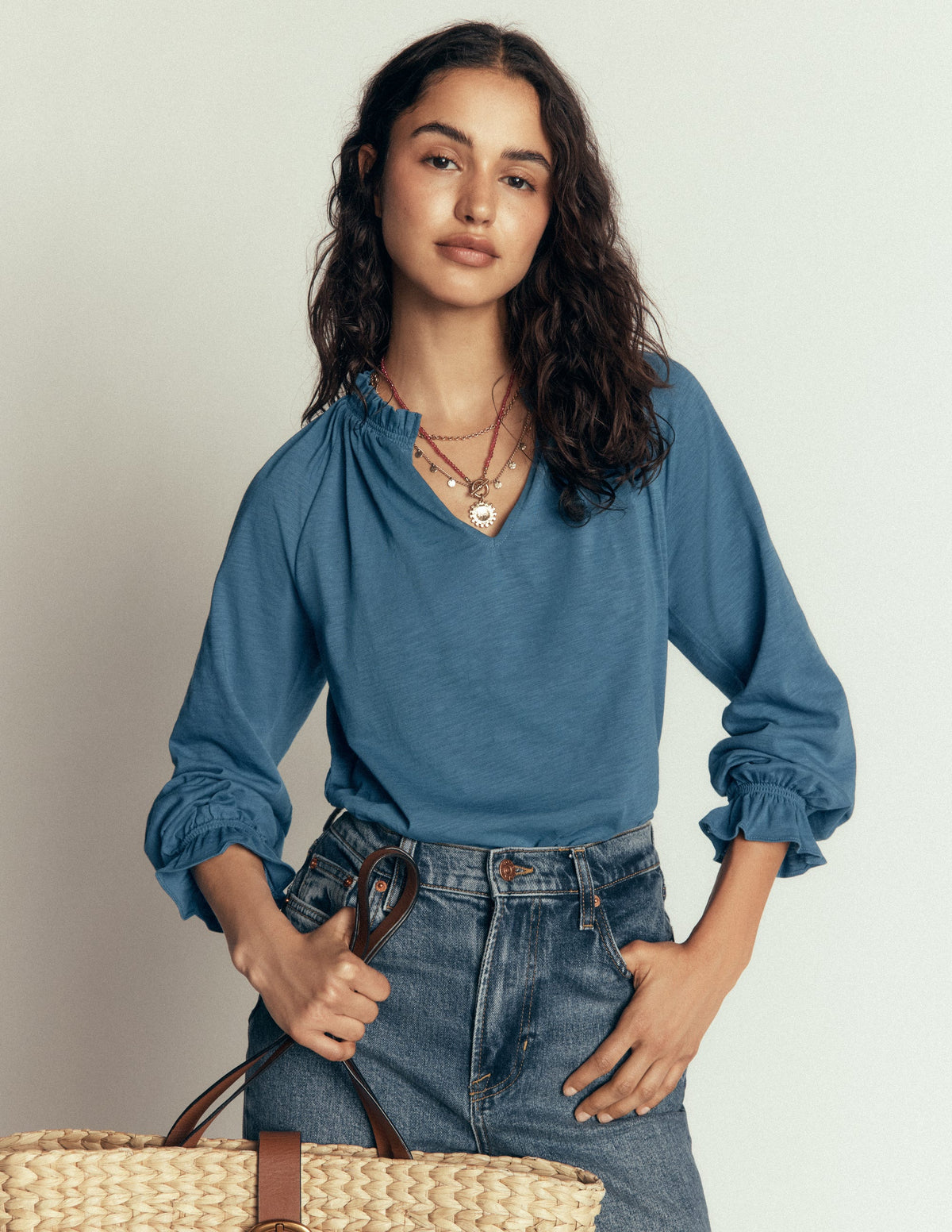 Pia Ruffle Detail Top-Real Teal - Image 3