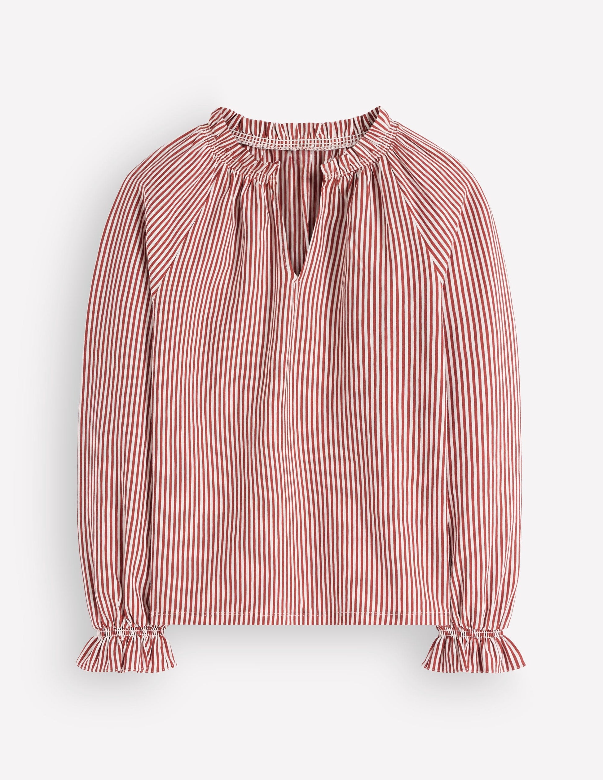 Pia Ruffle Detail Top-Burnt Orange Stripe-6