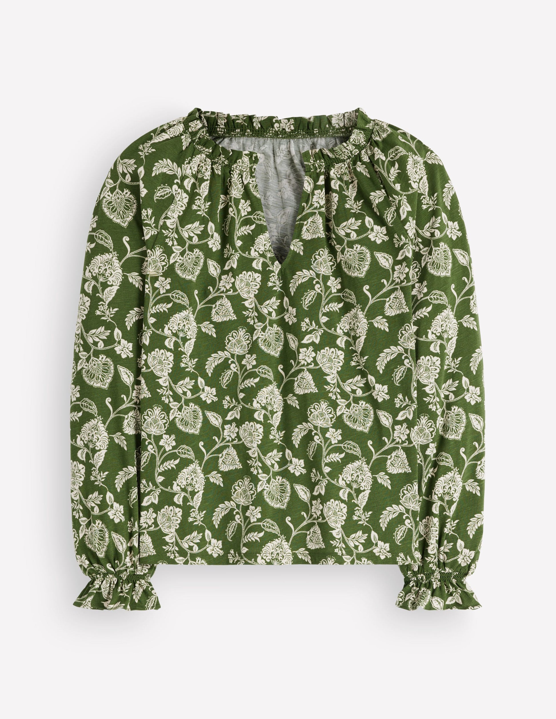 Pia Ruffle Detail Top-Chive Planted Meadows-6