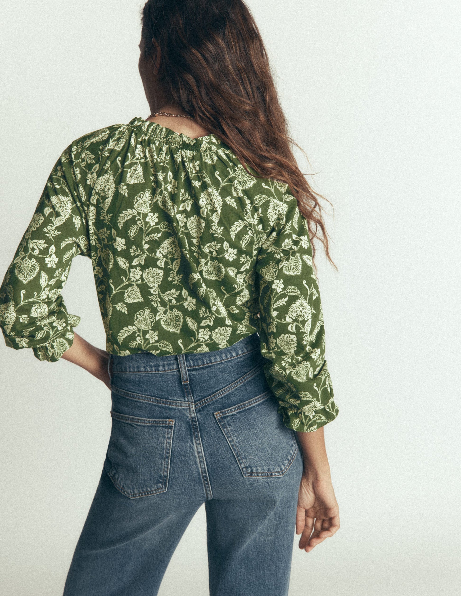 Pia Ruffle Detail Top-Chive Planted Meadows-3